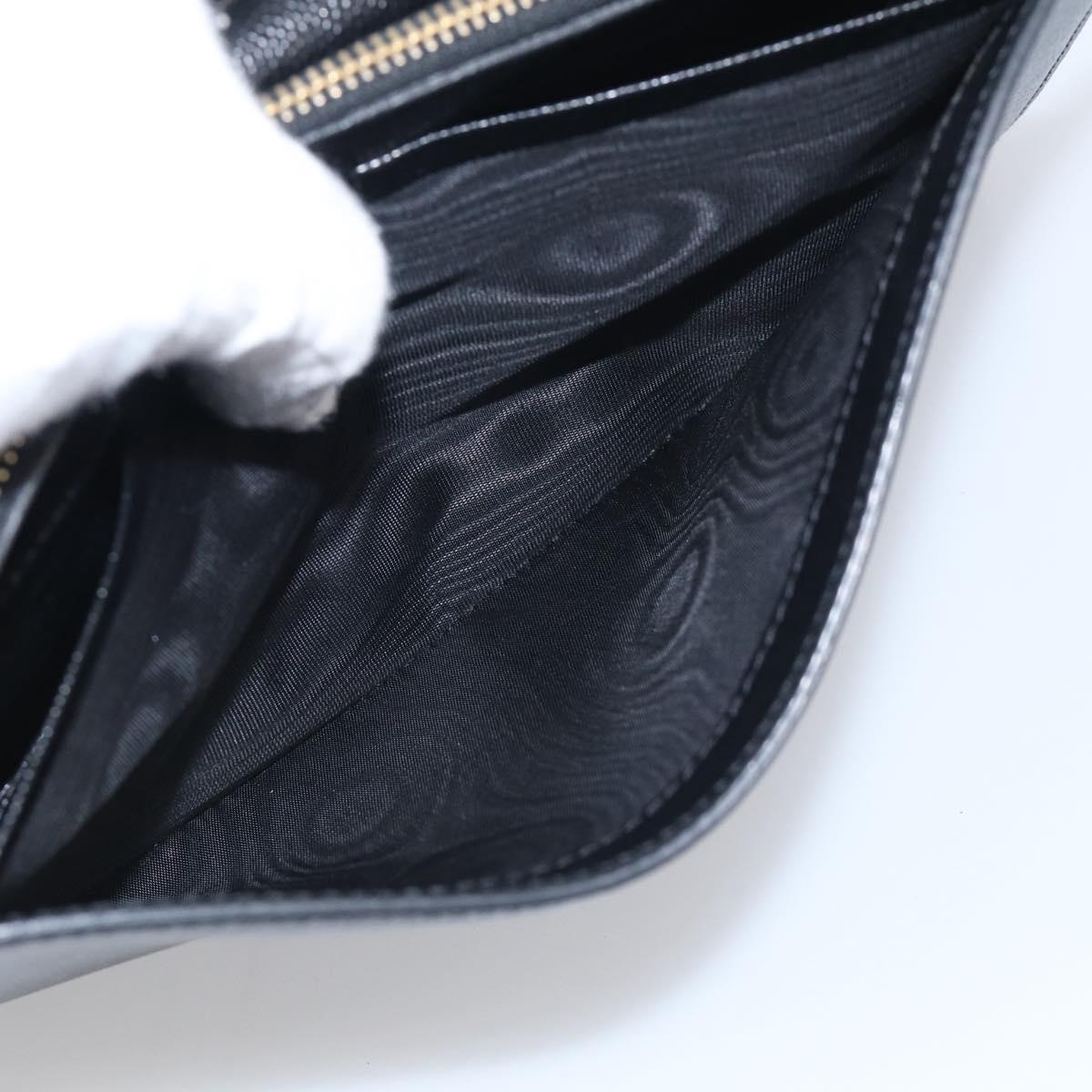 Saint Laurent Chain Wallet Leather Black Gold Auth 213994M