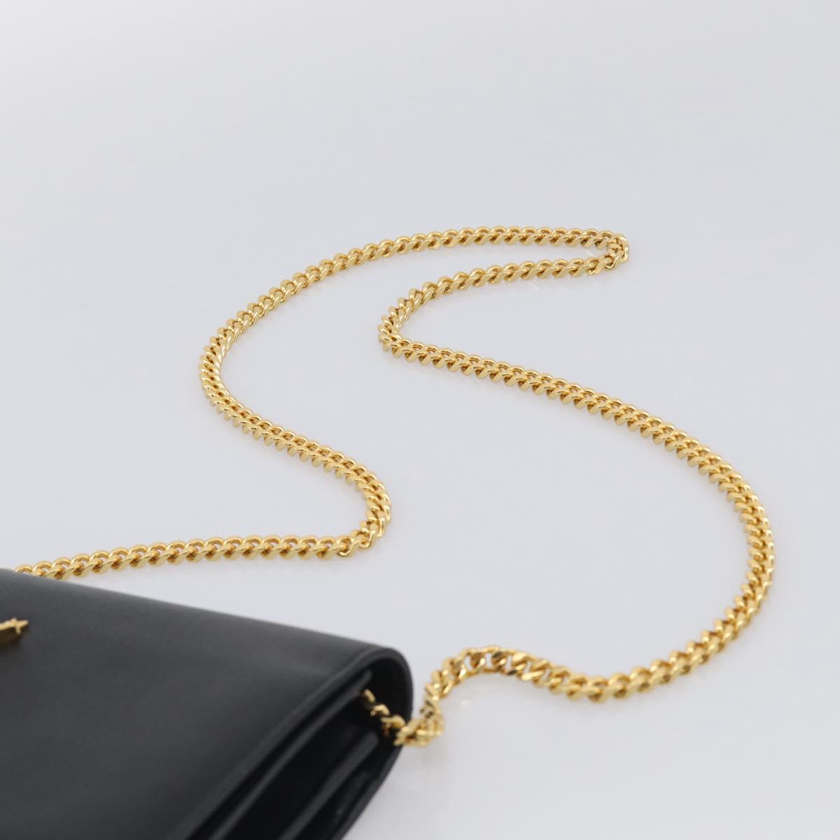 Saint Laurent Chain Wallet Leather Black Gold Auth 213994M