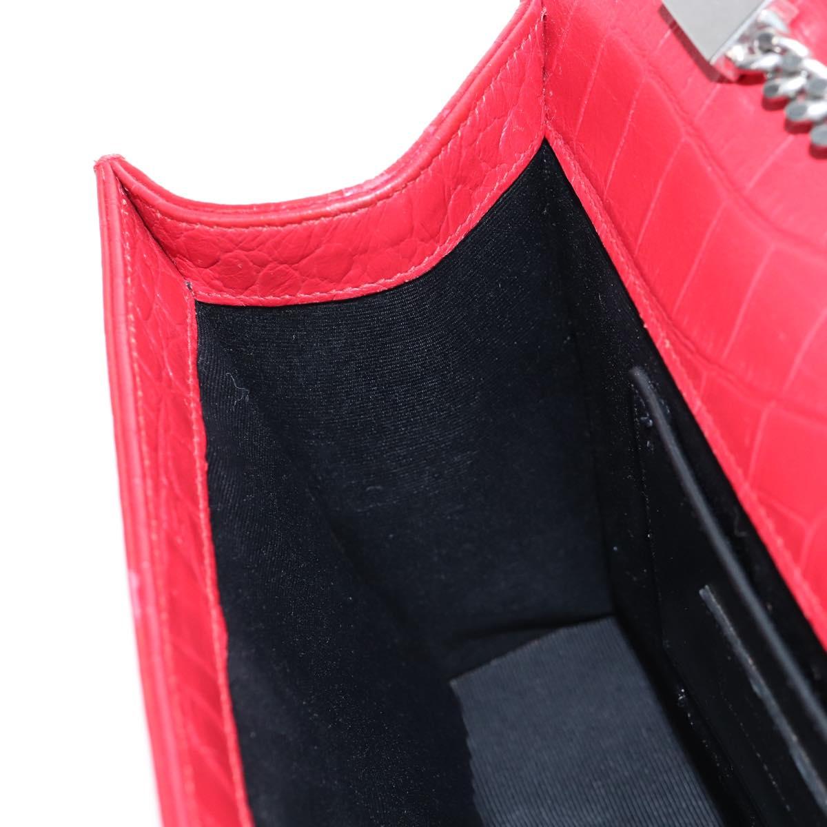 Saint Laurent Kate Chain Bag Calf leather Embossed Red Auth 213998M