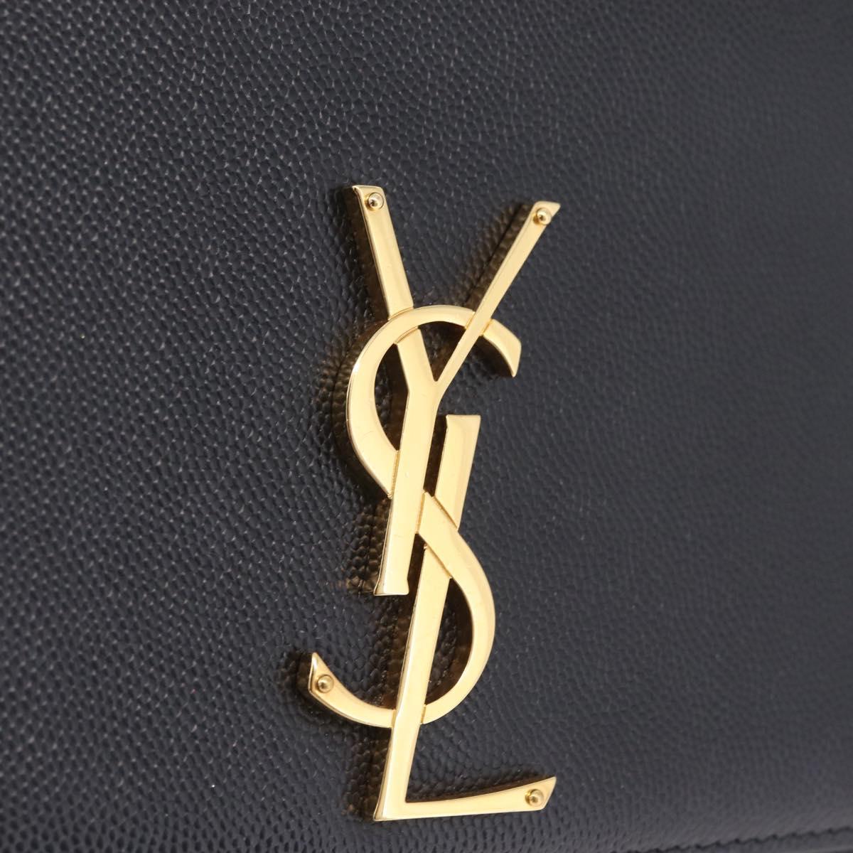 Saint Laurent Chain Kate Shoulder Bag Leather Black Gold Auth 213999M