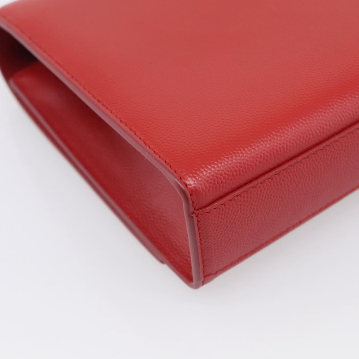 Saint Laurent Kate Chain Shoulder Bag Leather Red Gold Auth 214000M
