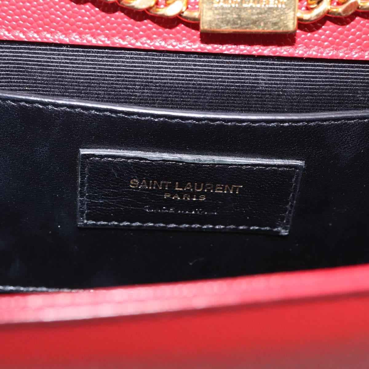 Saint Laurent Kate Chain Shoulder Bag Leather Red Gold Auth 214000M