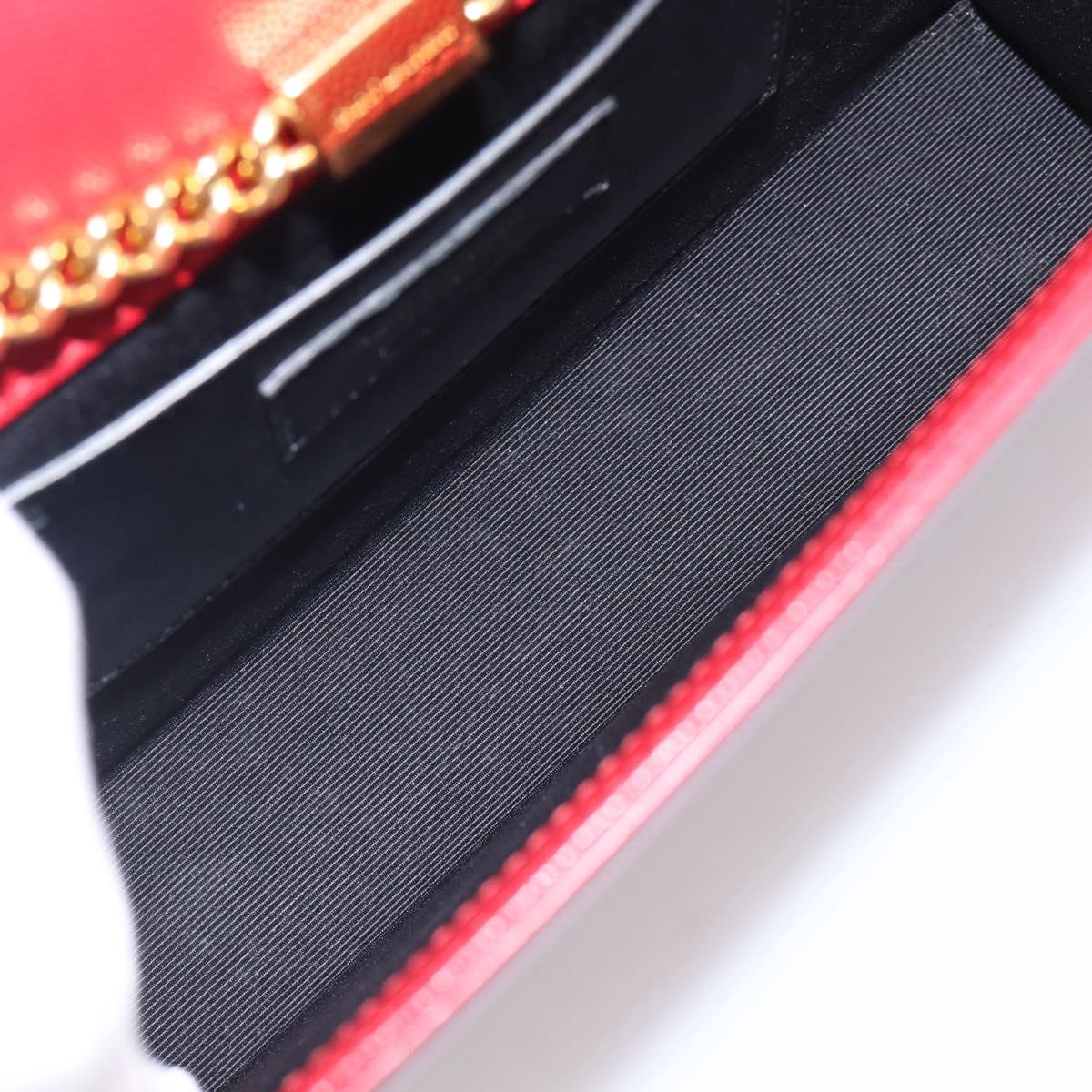 Saint Laurent Kate Chain Shoulder Bag Leather Red Gold Auth 214000M