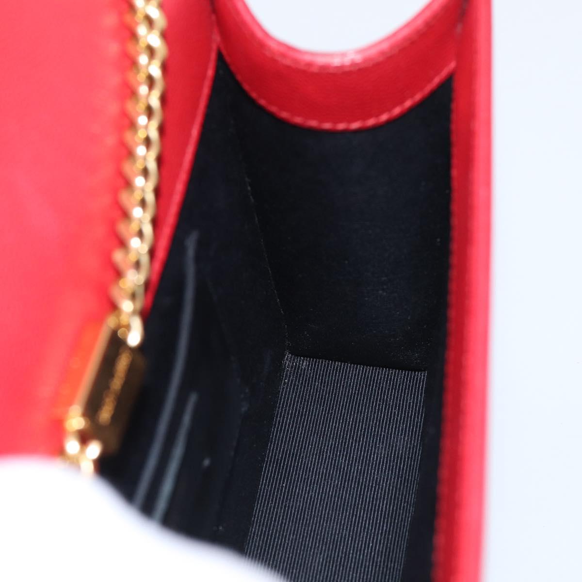 Saint Laurent Kate Chain Shoulder Bag Leather Red Gold Auth 214000M