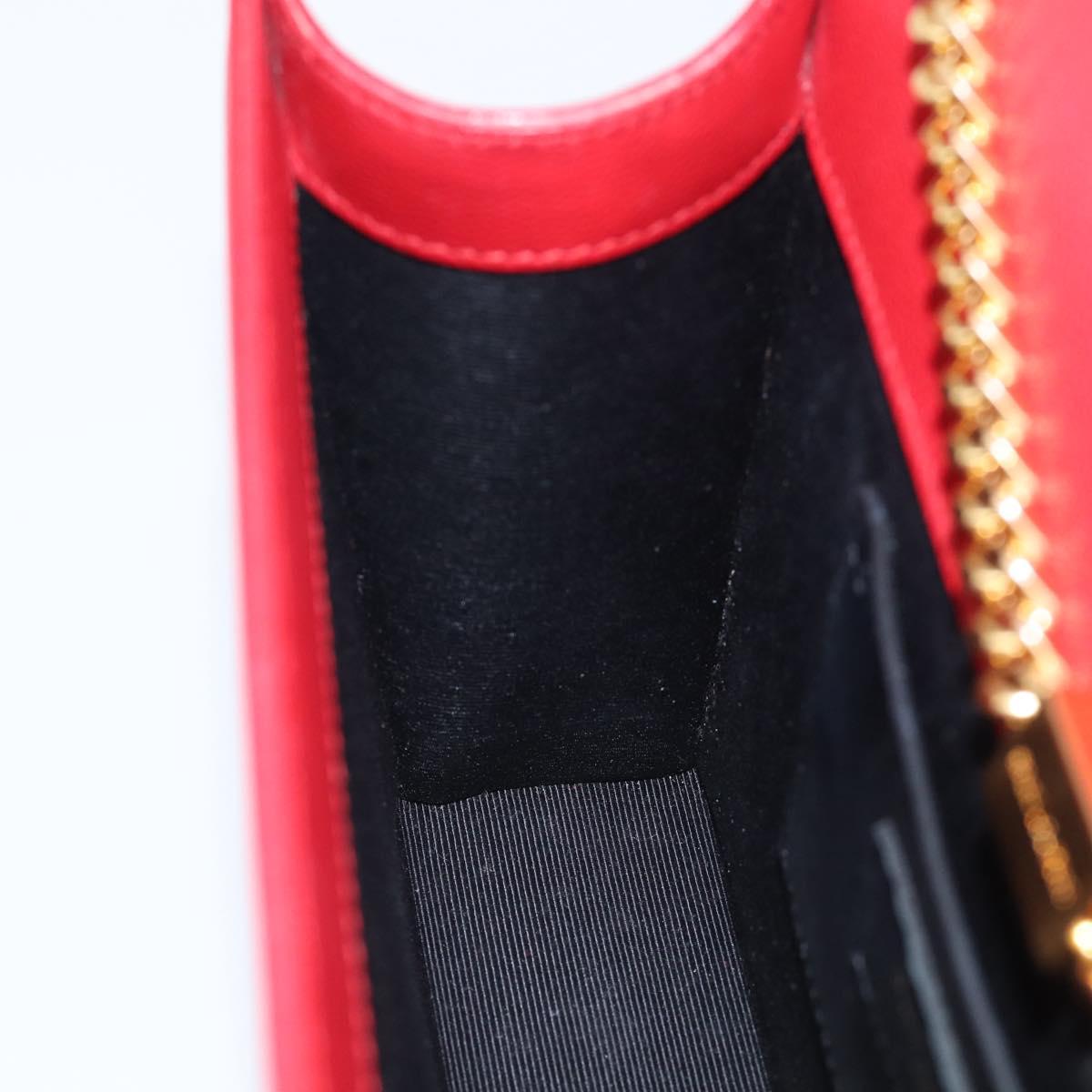 Saint Laurent Kate Chain Shoulder Bag Leather Red Gold Auth 214000M