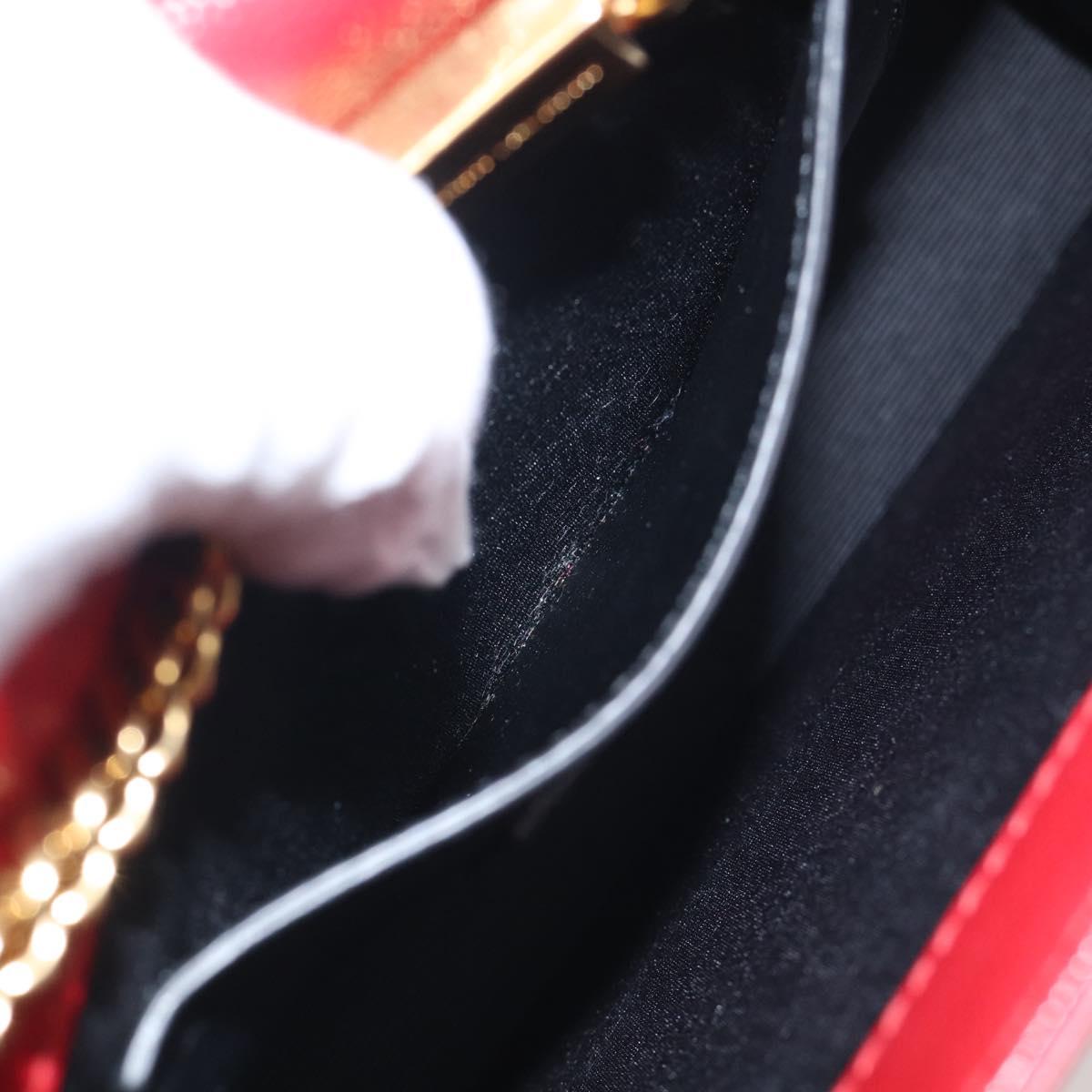 Saint Laurent Kate Chain Shoulder Bag Leather Red Gold Auth 214000M