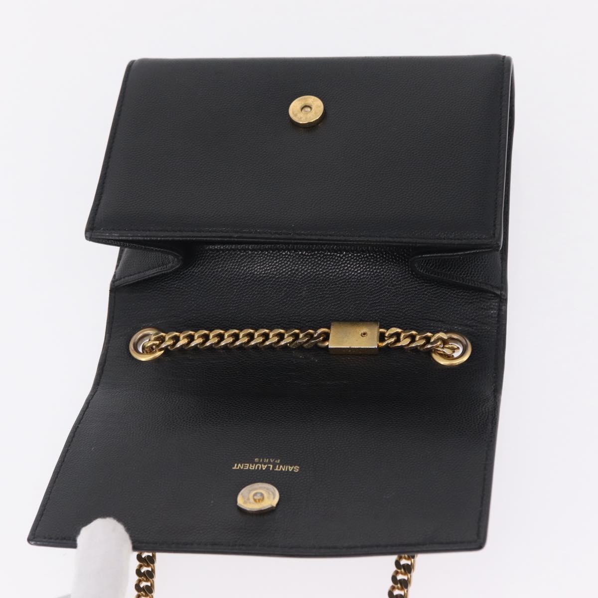 Saint Laurent Chain Kate Shoulder Bag Leather Black Gold Auth 214001M