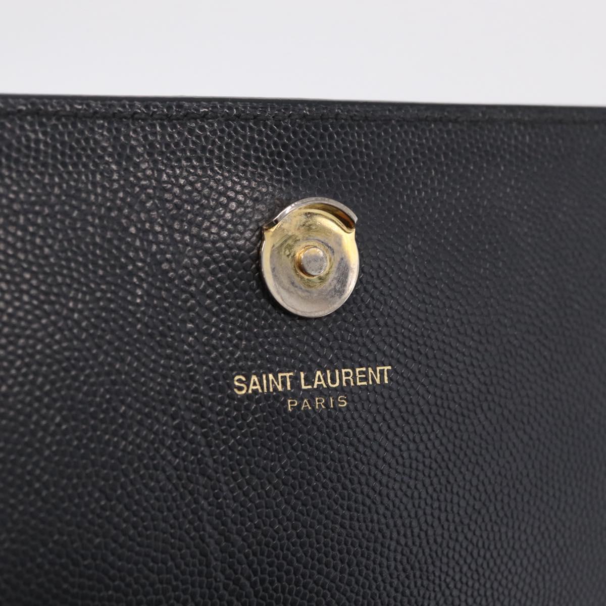 Saint Laurent Chain Kate Shoulder Bag Leather Black Gold Auth 214001M