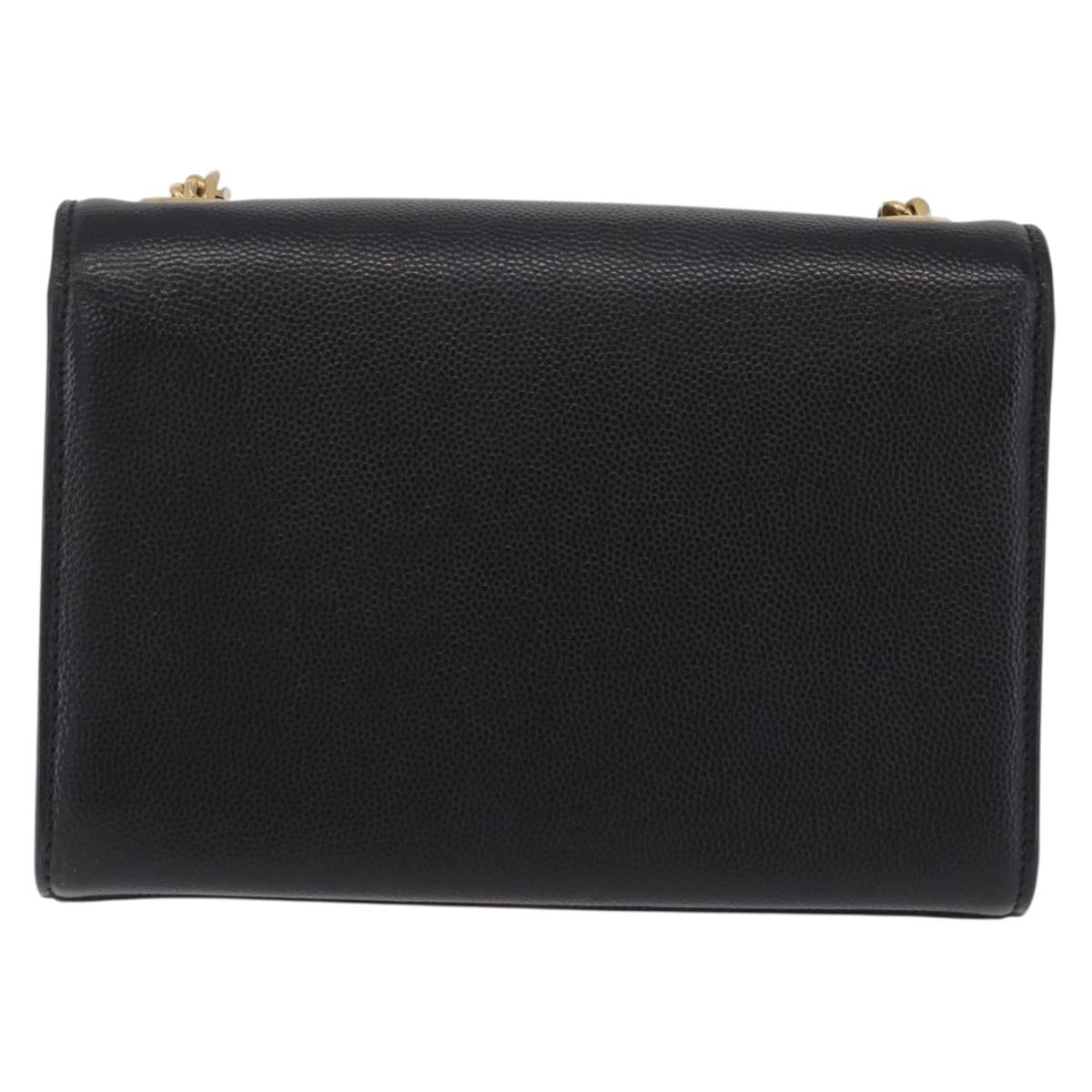 Saint Laurent Chain Kate Shoulder Bag Leather Black Gold Auth 214001M
