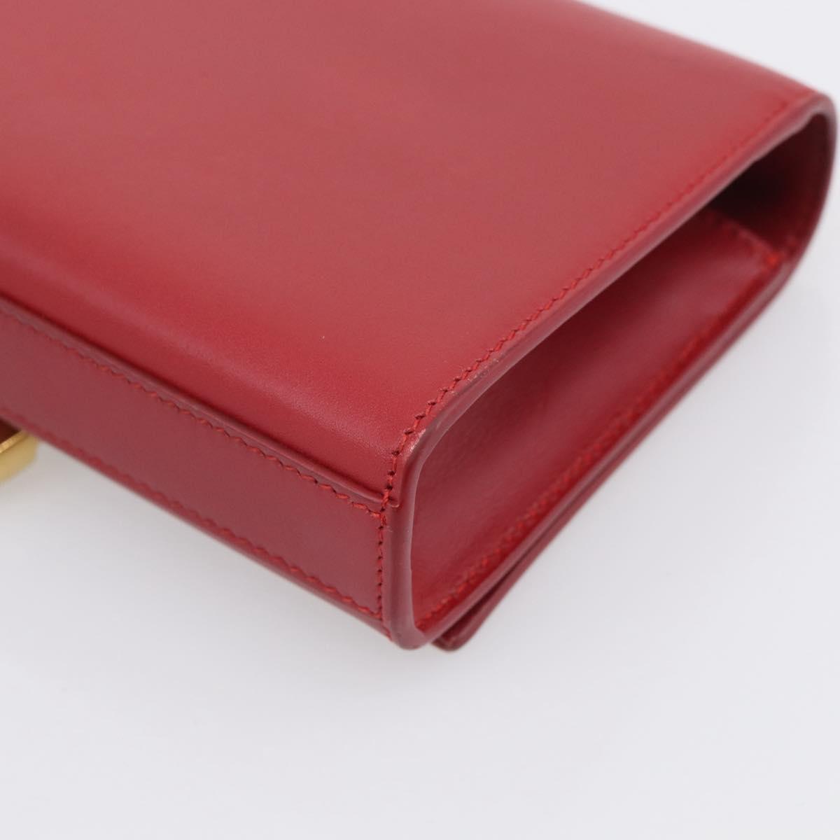 Saint Laurent Kate Chain Shoulder Bag Leather Red Gold Auth 214002M