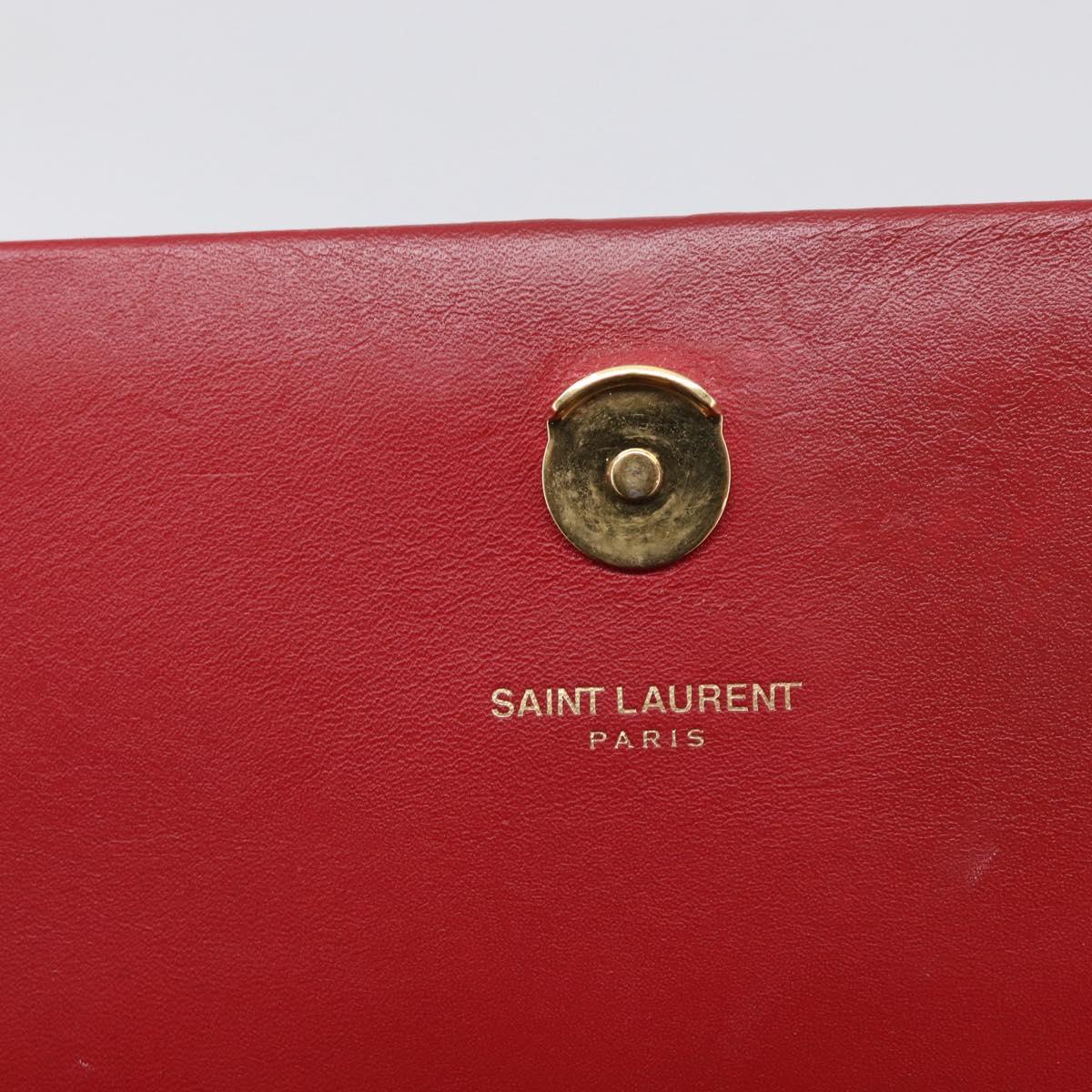 Saint Laurent Kate Chain Shoulder Bag Leather Red Gold Auth 214002M