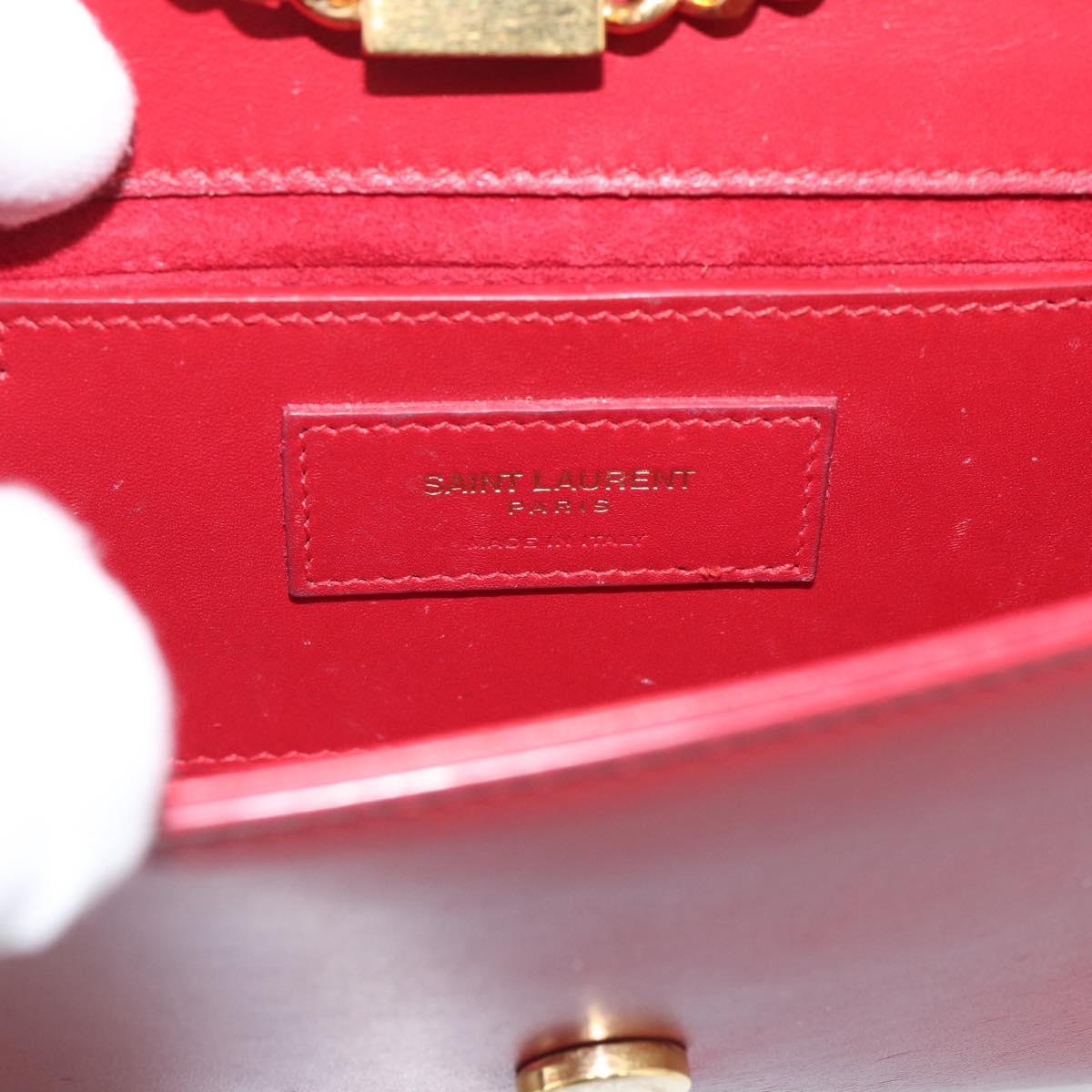 Saint Laurent Kate Chain Shoulder Bag Leather Red Gold Auth 214002M