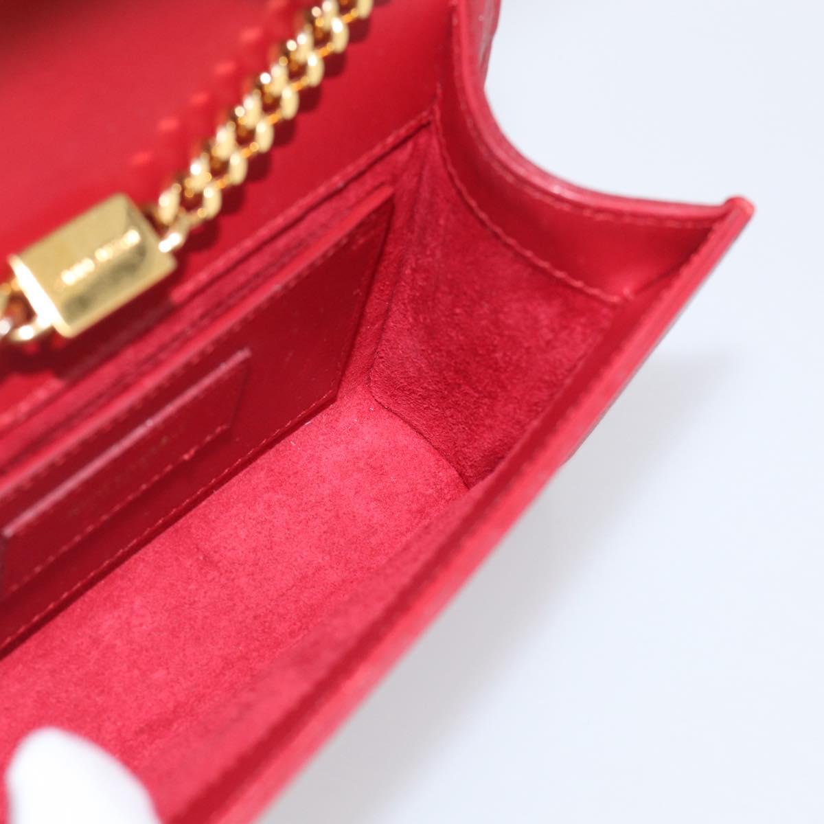 Saint Laurent Kate Chain Shoulder Bag Leather Red Gold Auth 214002M