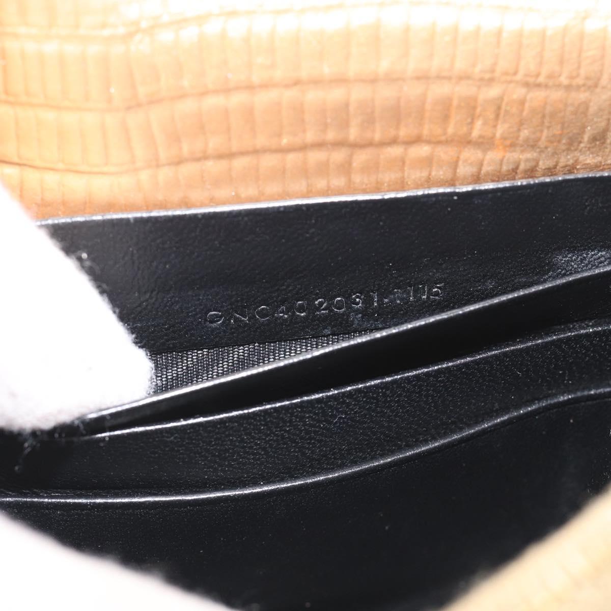 Saint Laurent Chain Shoulder Bag Leather Embossed Gold Auth 214003M