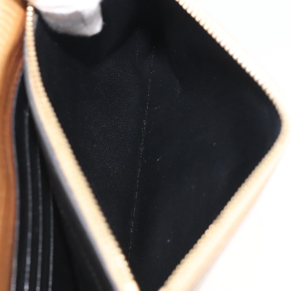 Saint Laurent Chain Shoulder Bag Leather Embossed Gold Auth 214003M