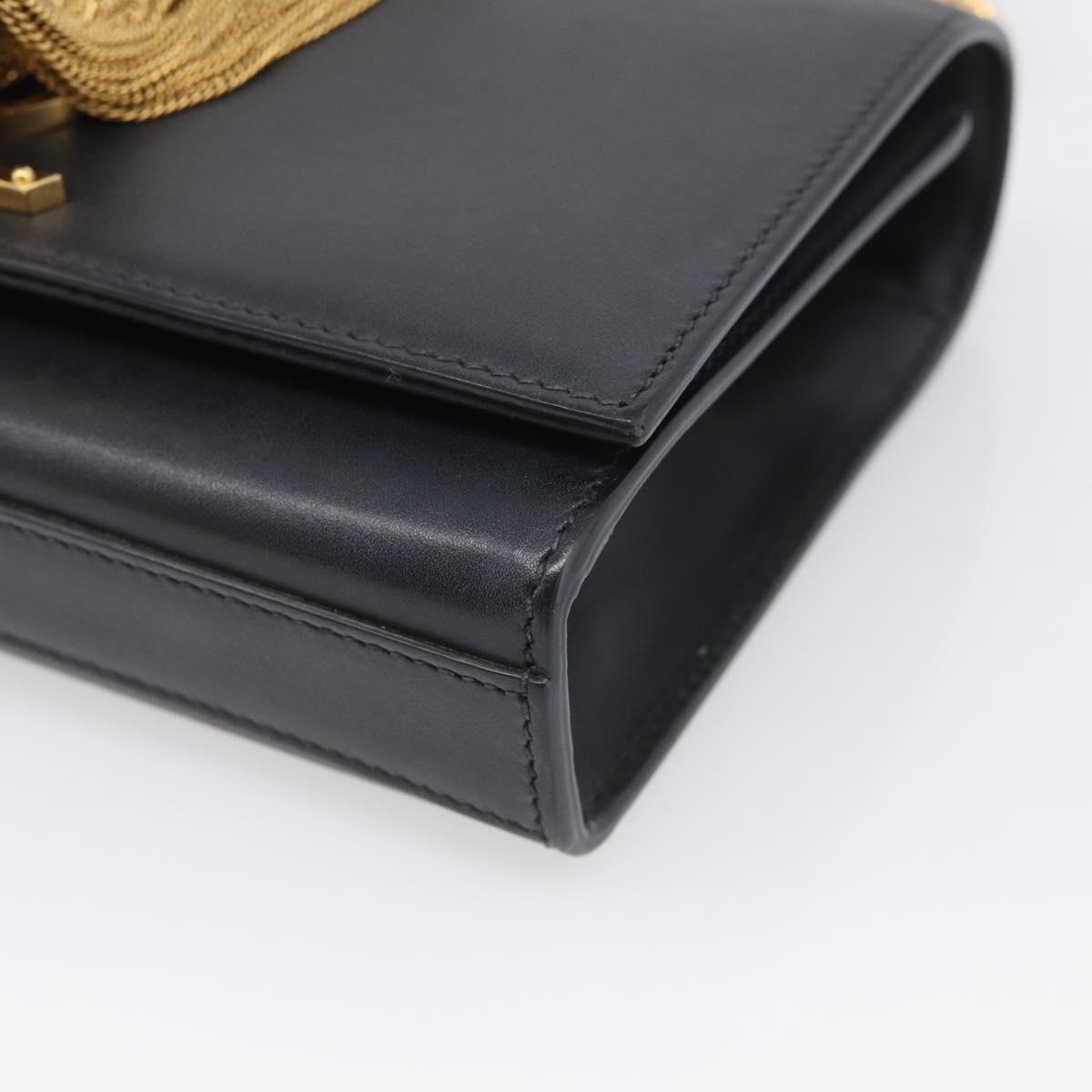 Saint Laurent Chain Kate Shoulder Bag Leather Black Gold Auth 214005M