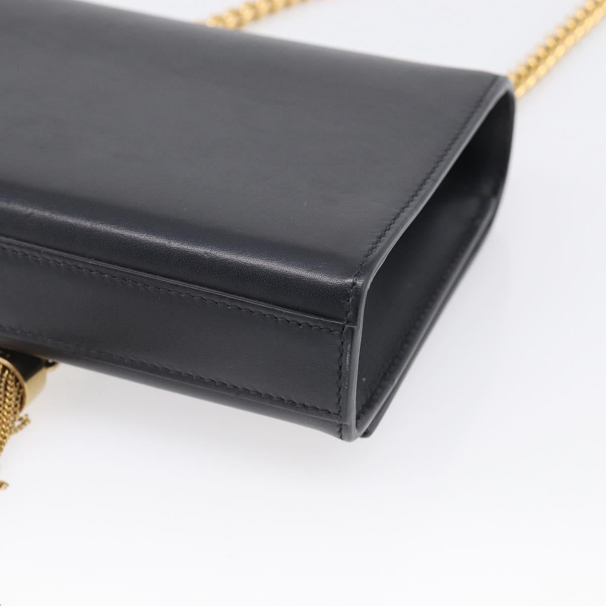 Saint Laurent Chain Kate Shoulder Bag Leather Black Gold Auth 214005M