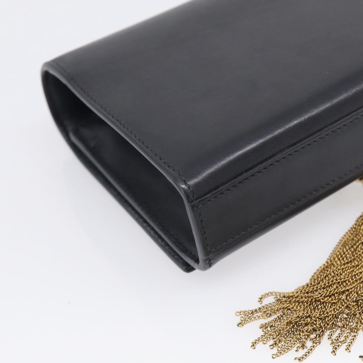 Saint Laurent Chain Kate Shoulder Bag Leather Black Gold Auth 214005M