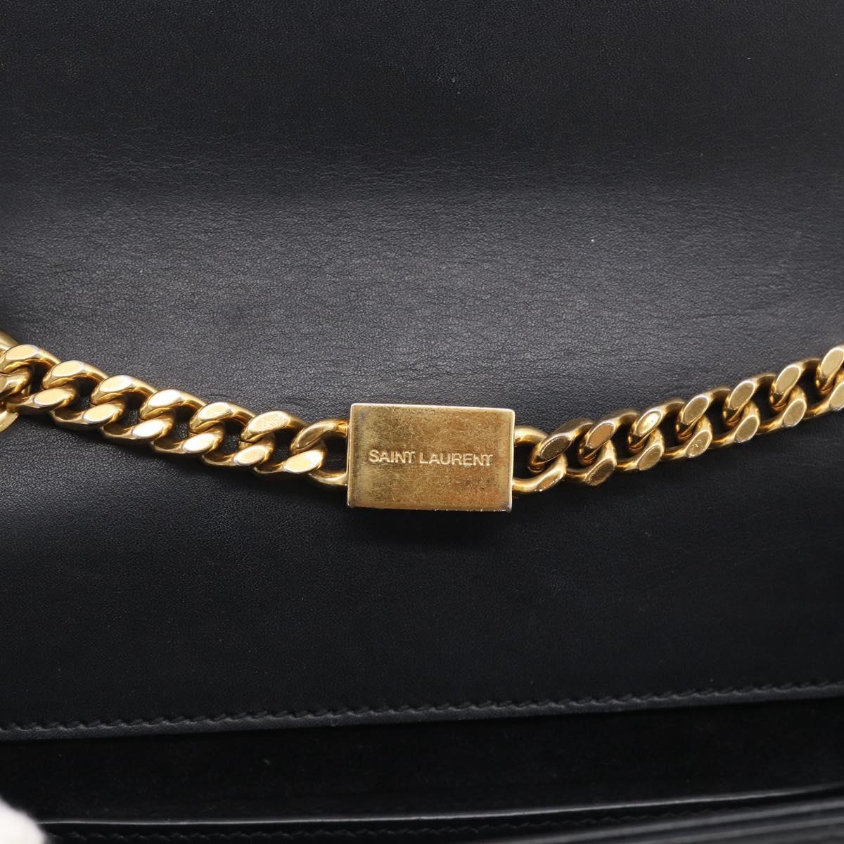 Saint Laurent Chain Kate Shoulder Bag Leather Black Gold Auth 214005M