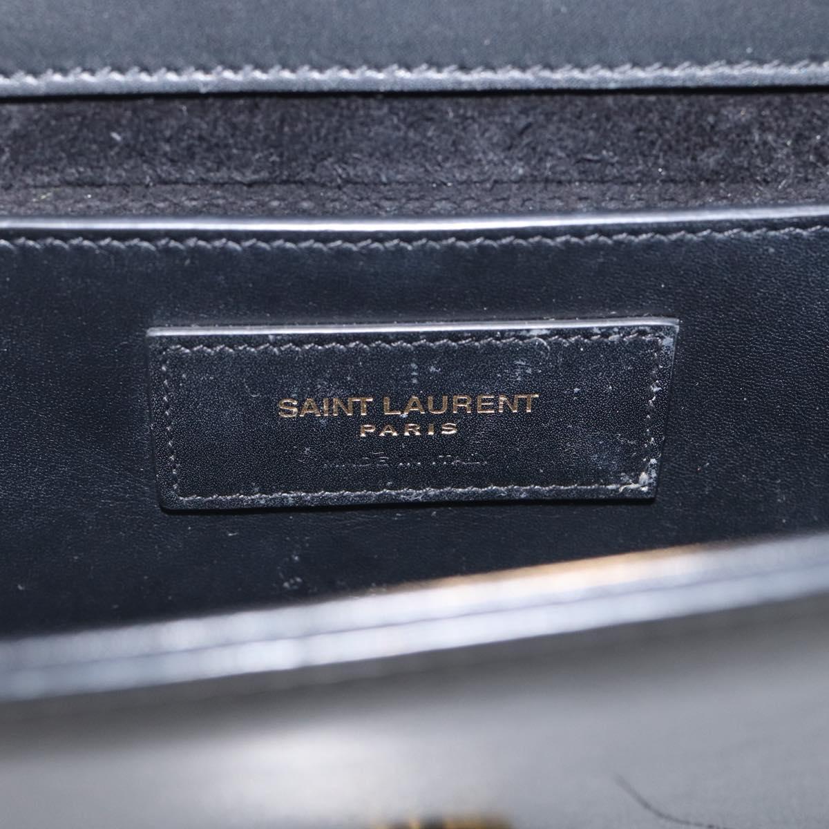 Saint Laurent Chain Kate Shoulder Bag Leather Black Gold Auth 214005M