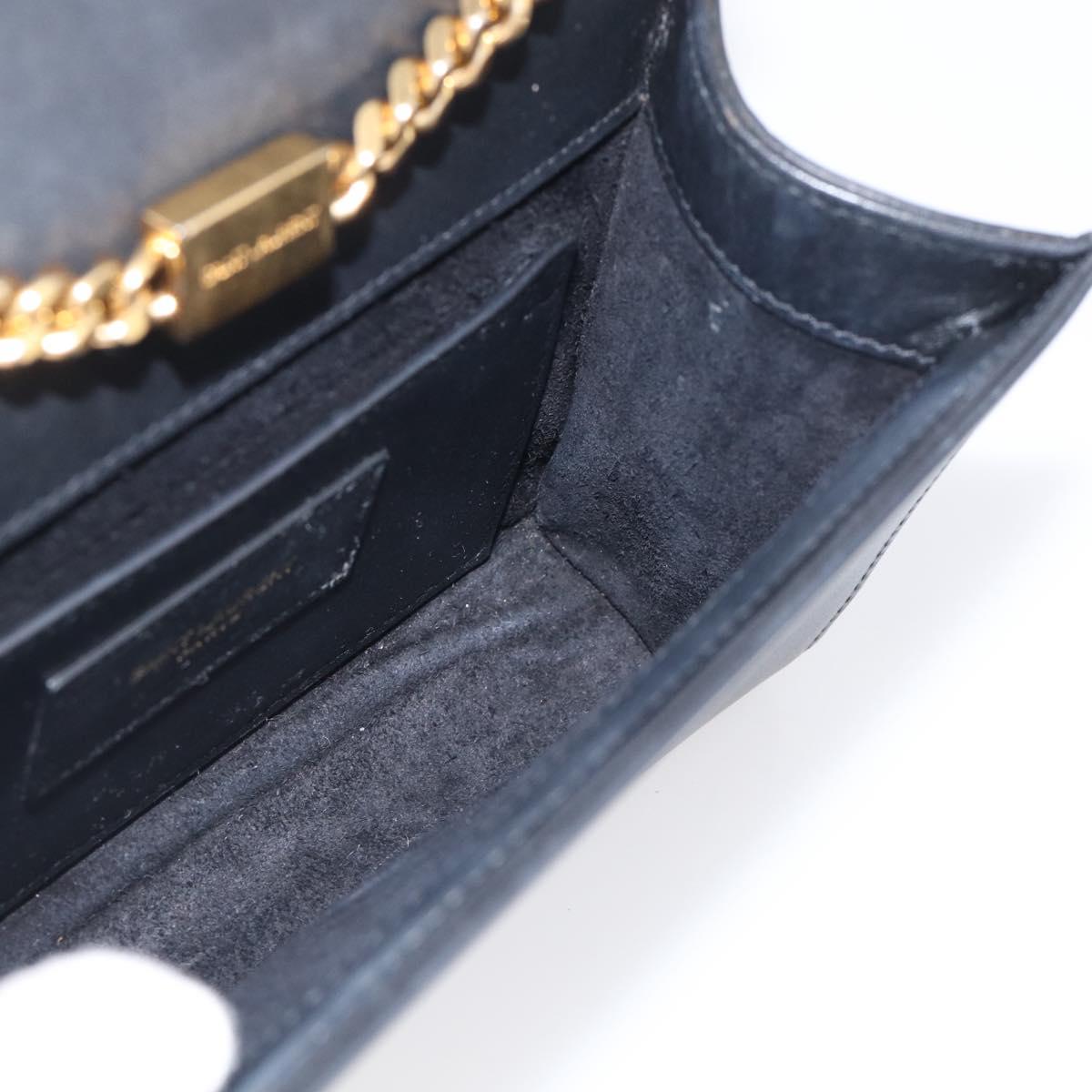 Saint Laurent Chain Kate Shoulder Bag Leather Black Gold Auth 214005M