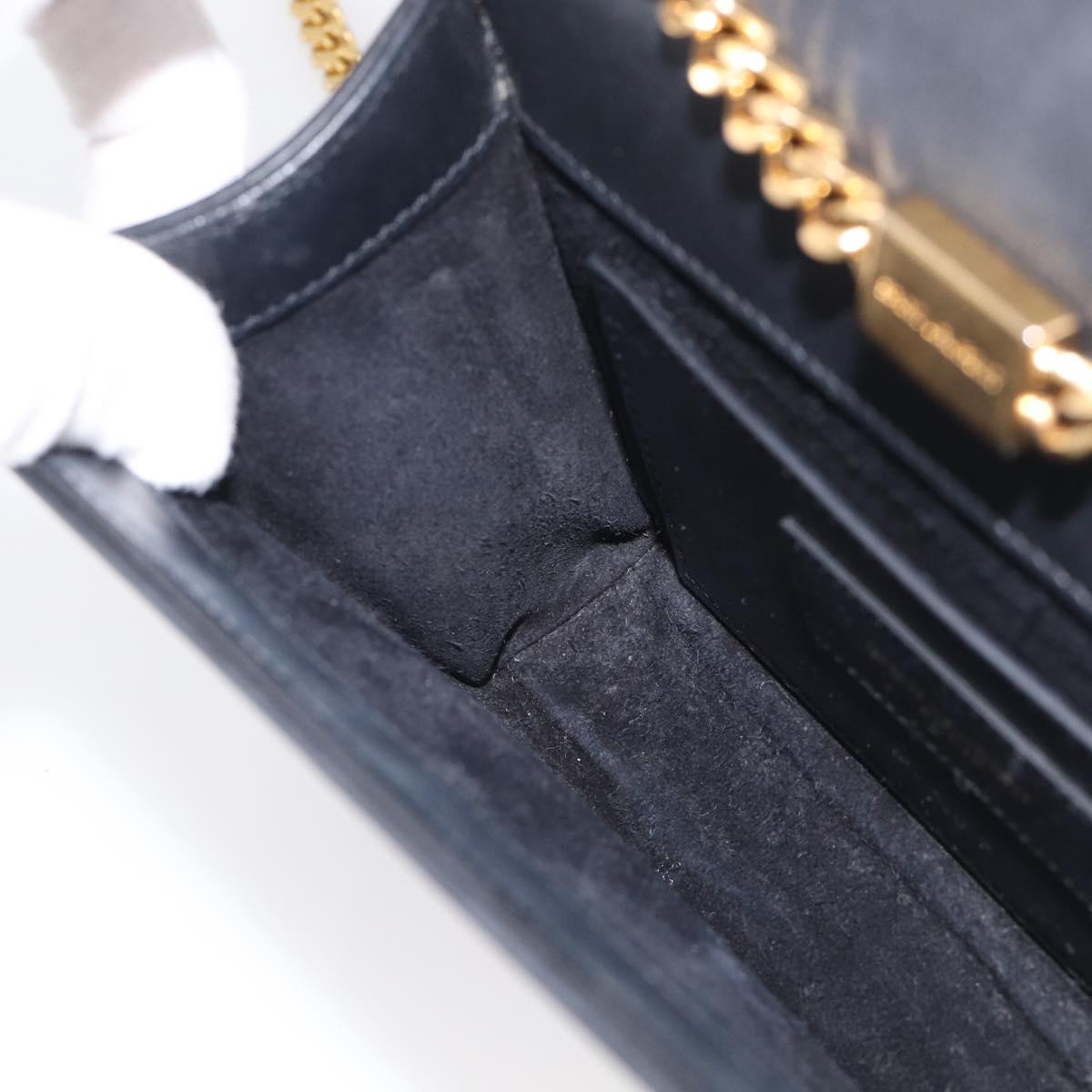 Saint Laurent Chain Kate Shoulder Bag Leather Black Gold Auth 214005M