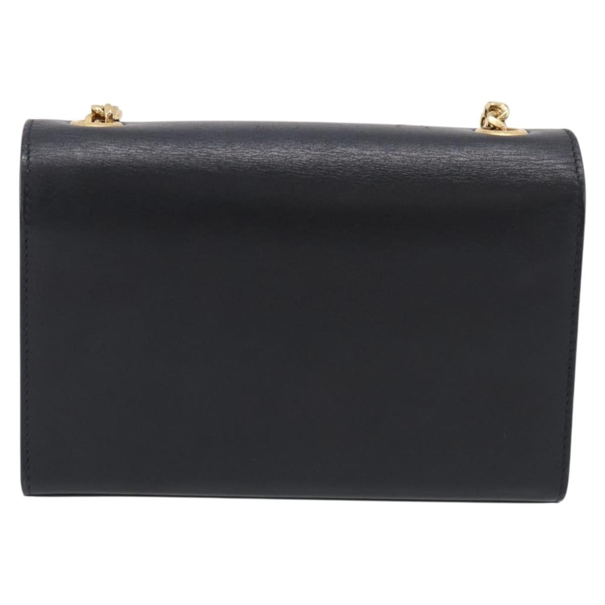 Saint Laurent Chain Kate Shoulder Bag Leather Black Gold Auth 214005M