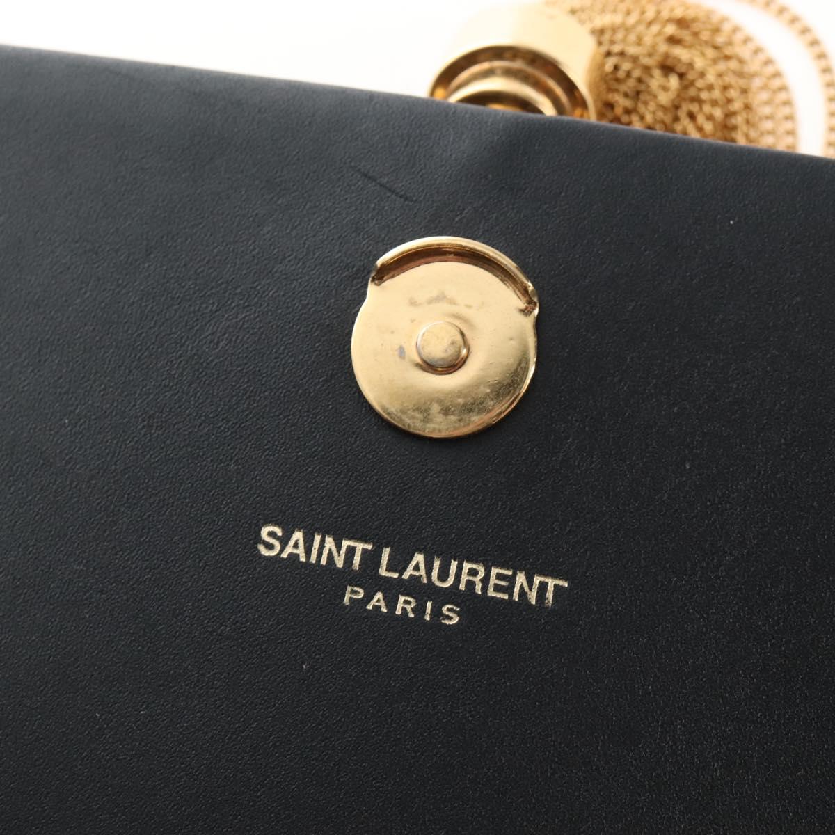 Saint Laurent Kate Chain Shoulder Bag Leather Black Gold Auth 214006M