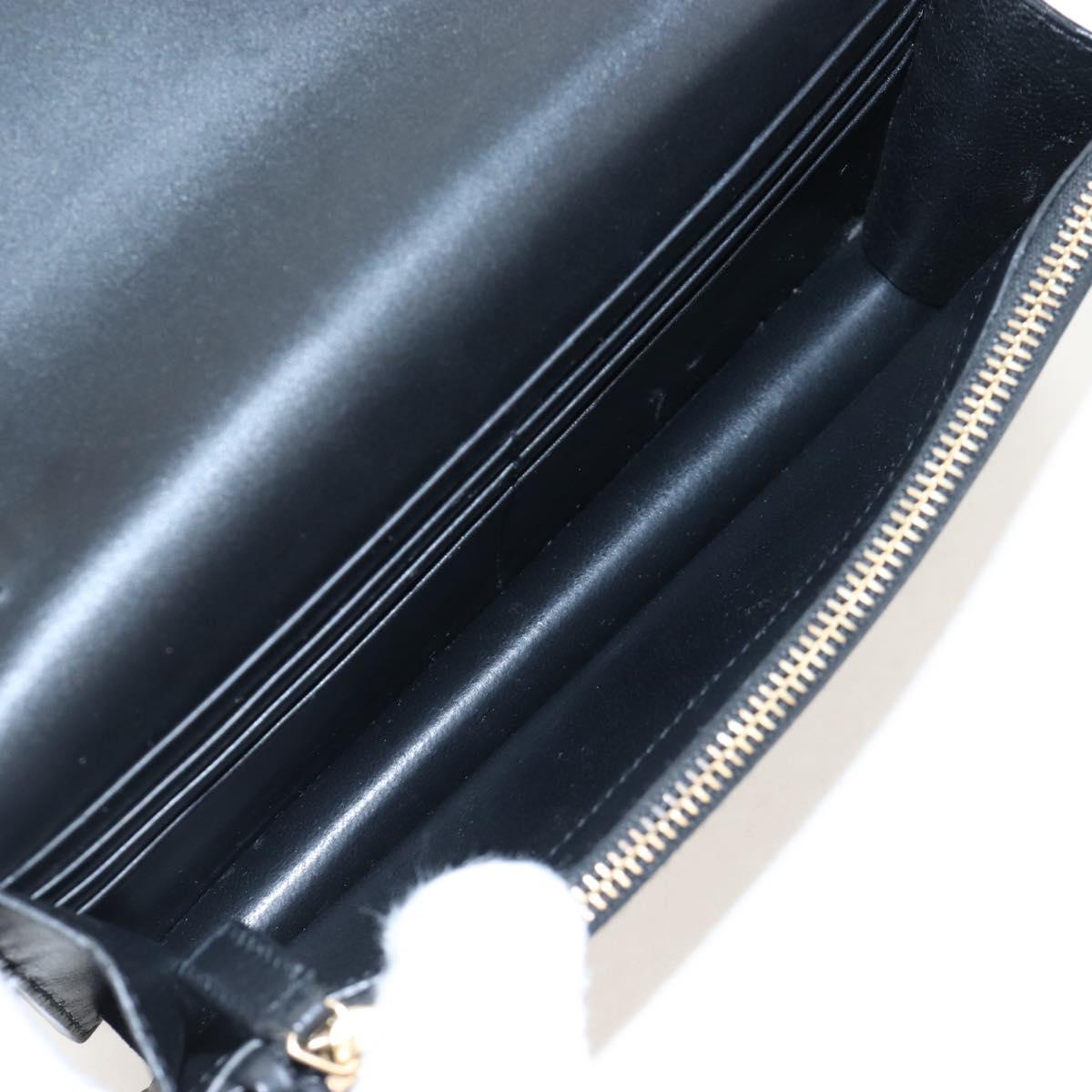 Saint Laurent Kate Chain Shoulder Bag Leather Black Gold Auth 214006M