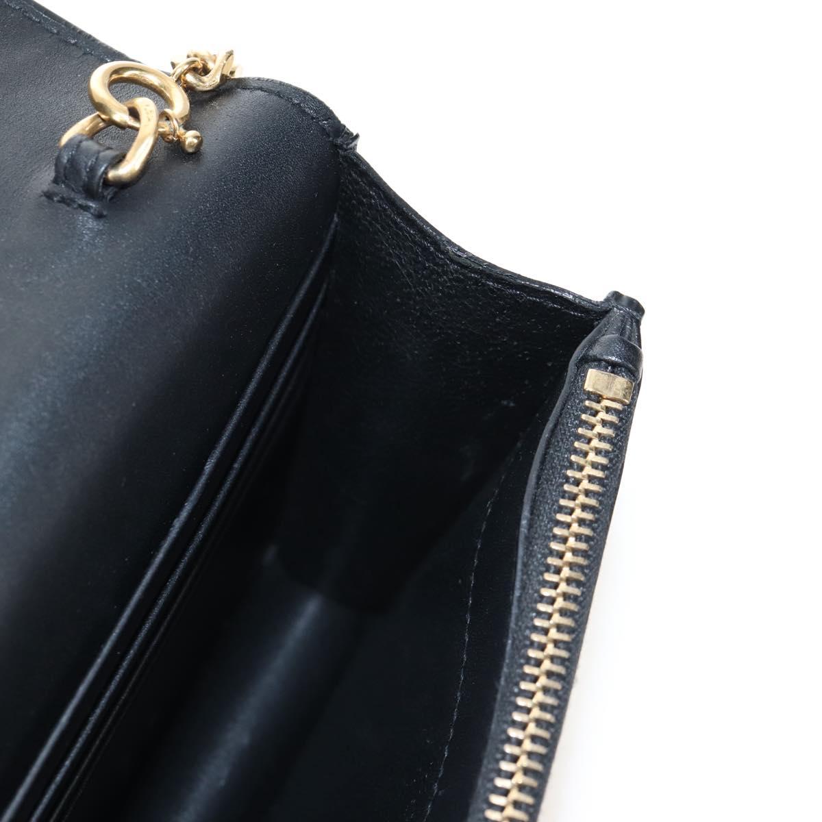 Saint Laurent Kate Chain Shoulder Bag Leather Black Gold Auth 214006M