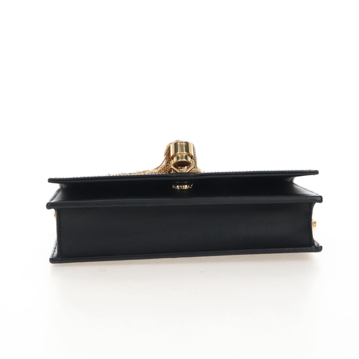 Saint Laurent Kate Chain Shoulder Bag Leather Black Gold Auth 214006M