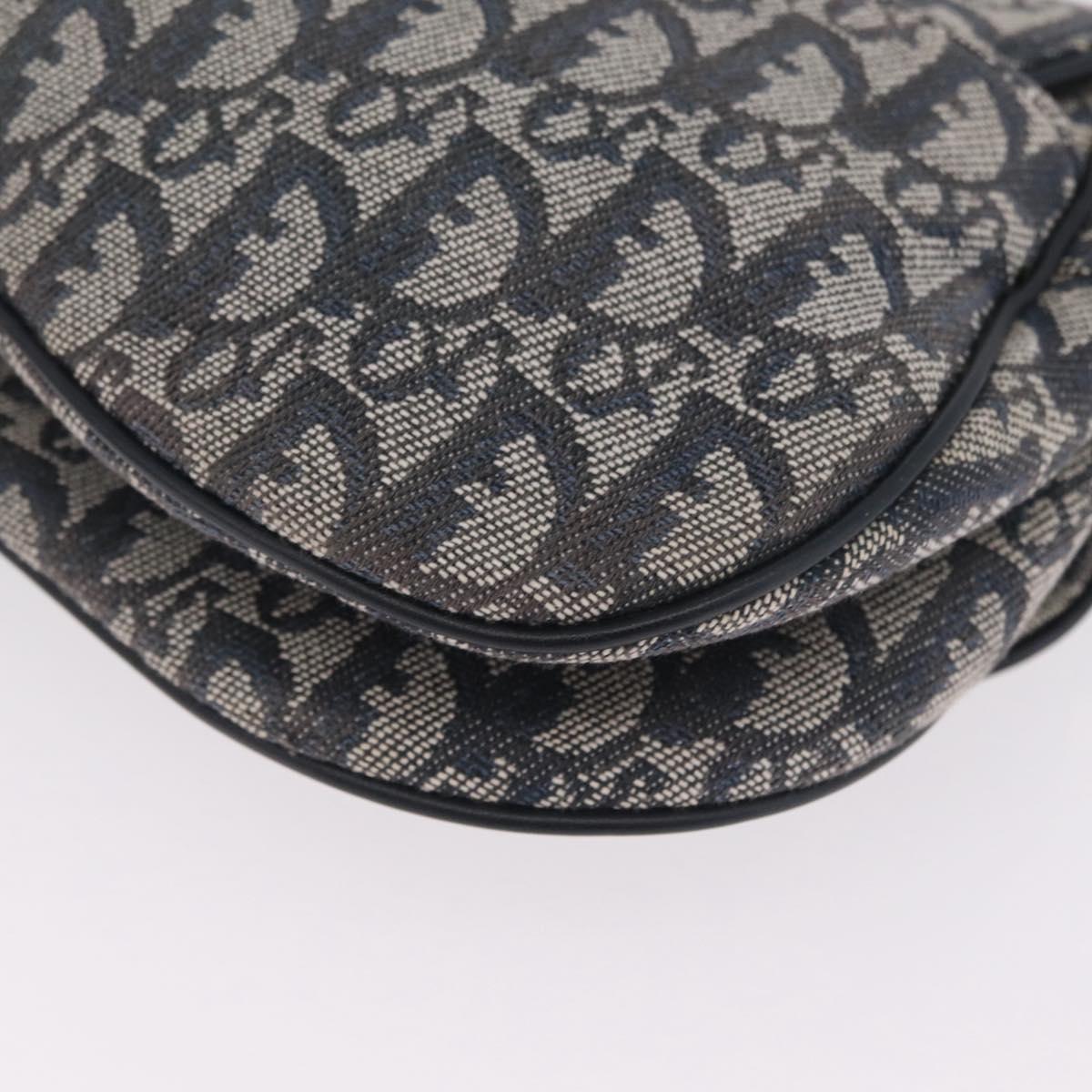 Christian Dior Trotter Canvas Saddle Shoulder Bag Navy Gold Auth 214013M
