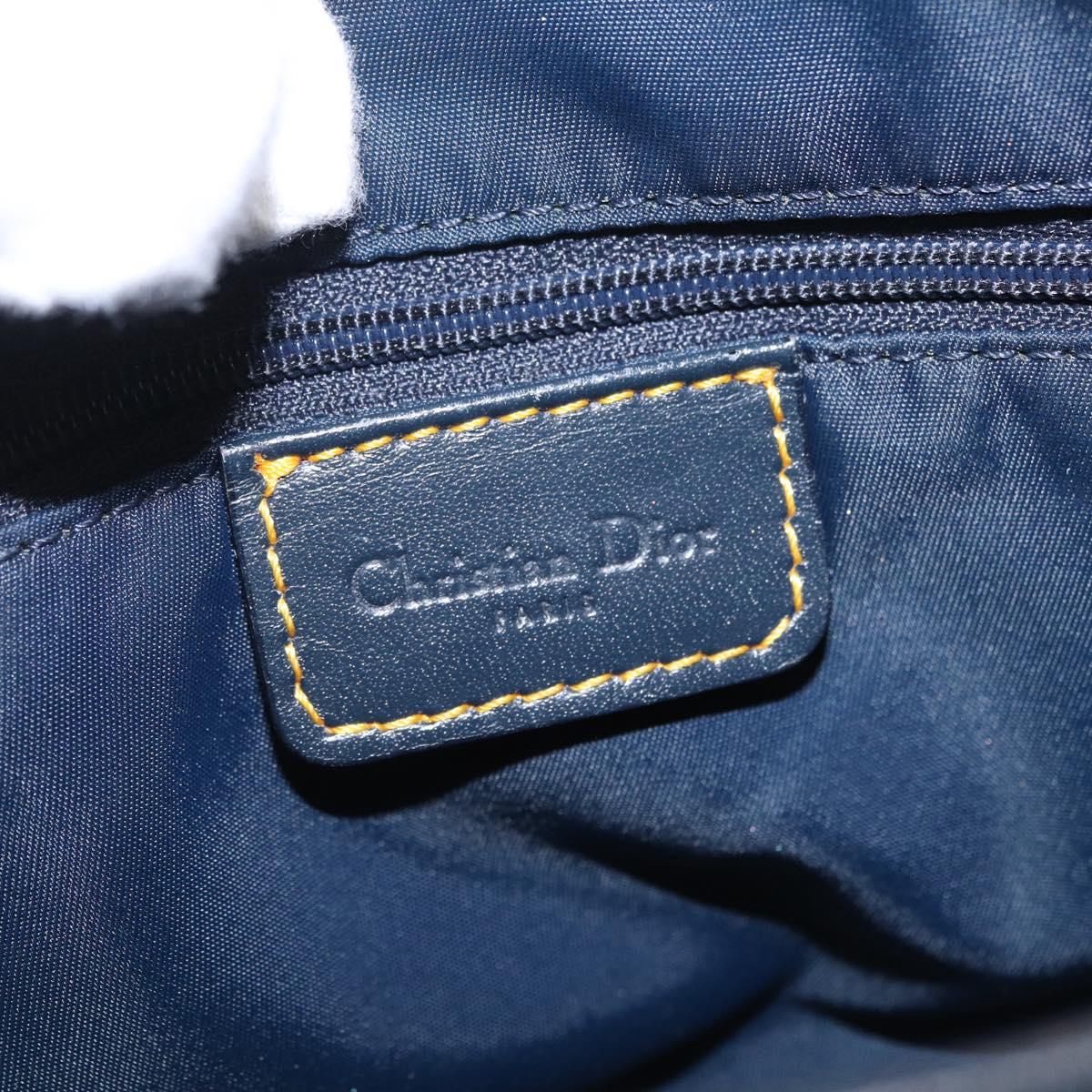 Christian Dior Trotter Canvas Saddle Shoulder Bag Navy Gold Auth 214013M