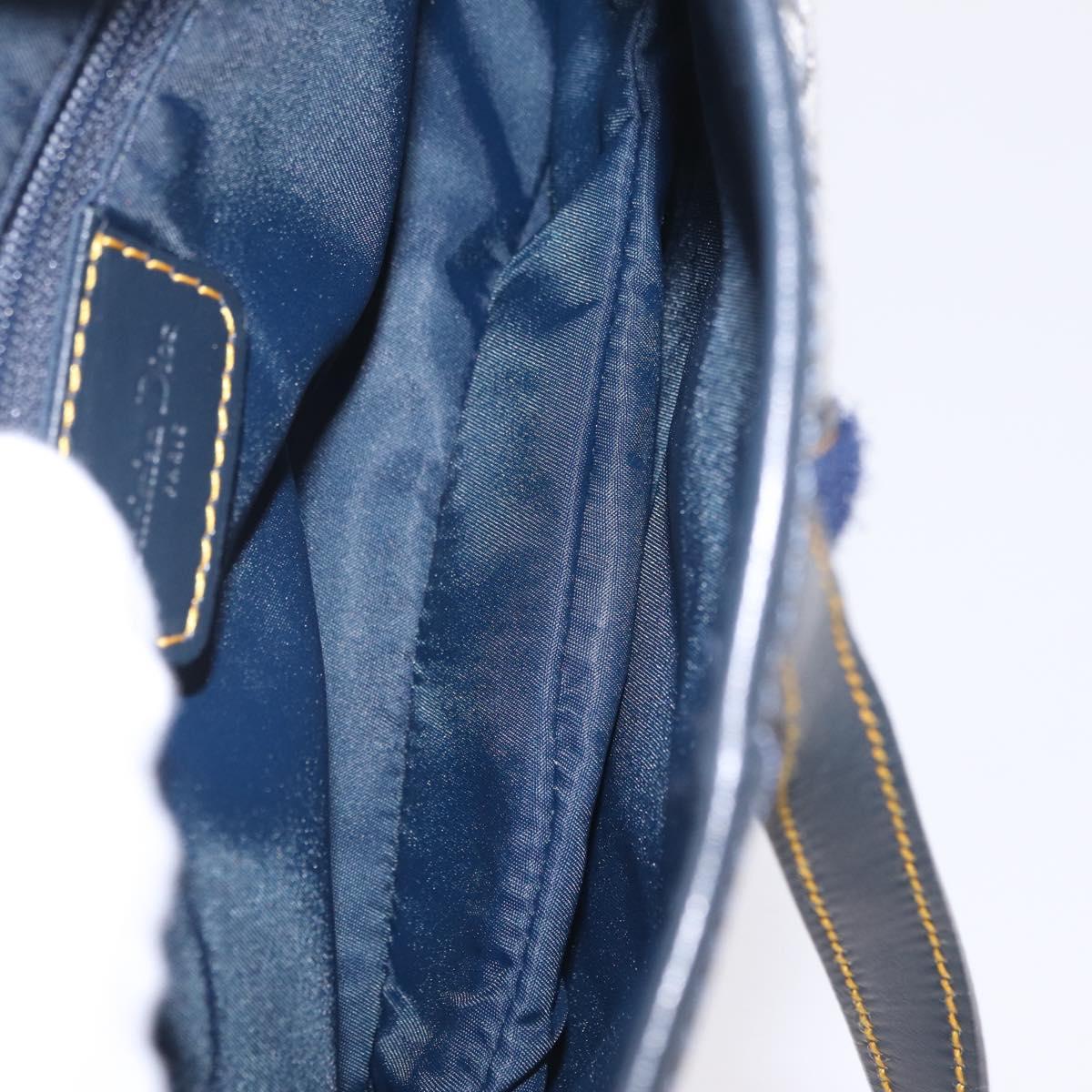 Christian Dior Trotter Canvas Saddle Shoulder Bag Navy Gold Auth 214013M