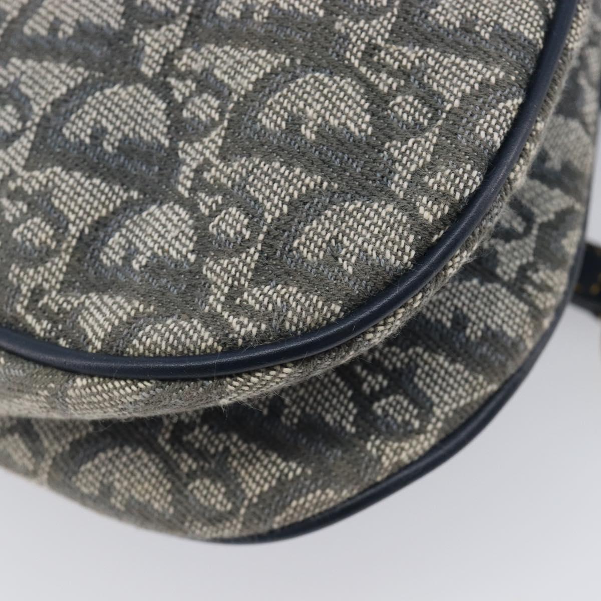 Christian Dior Trotter Canvas Saddle Shoulder Bag Navy Gold Auth 214016V