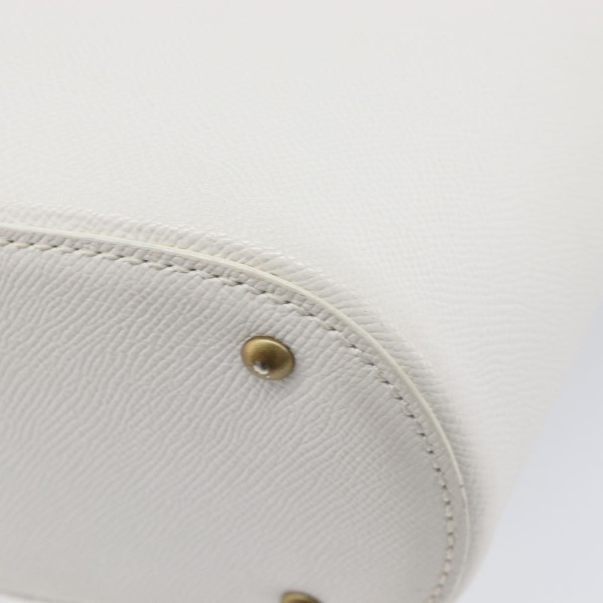 CHANEL Hand Bag Caviar Skin White Gold CC Auth 214021