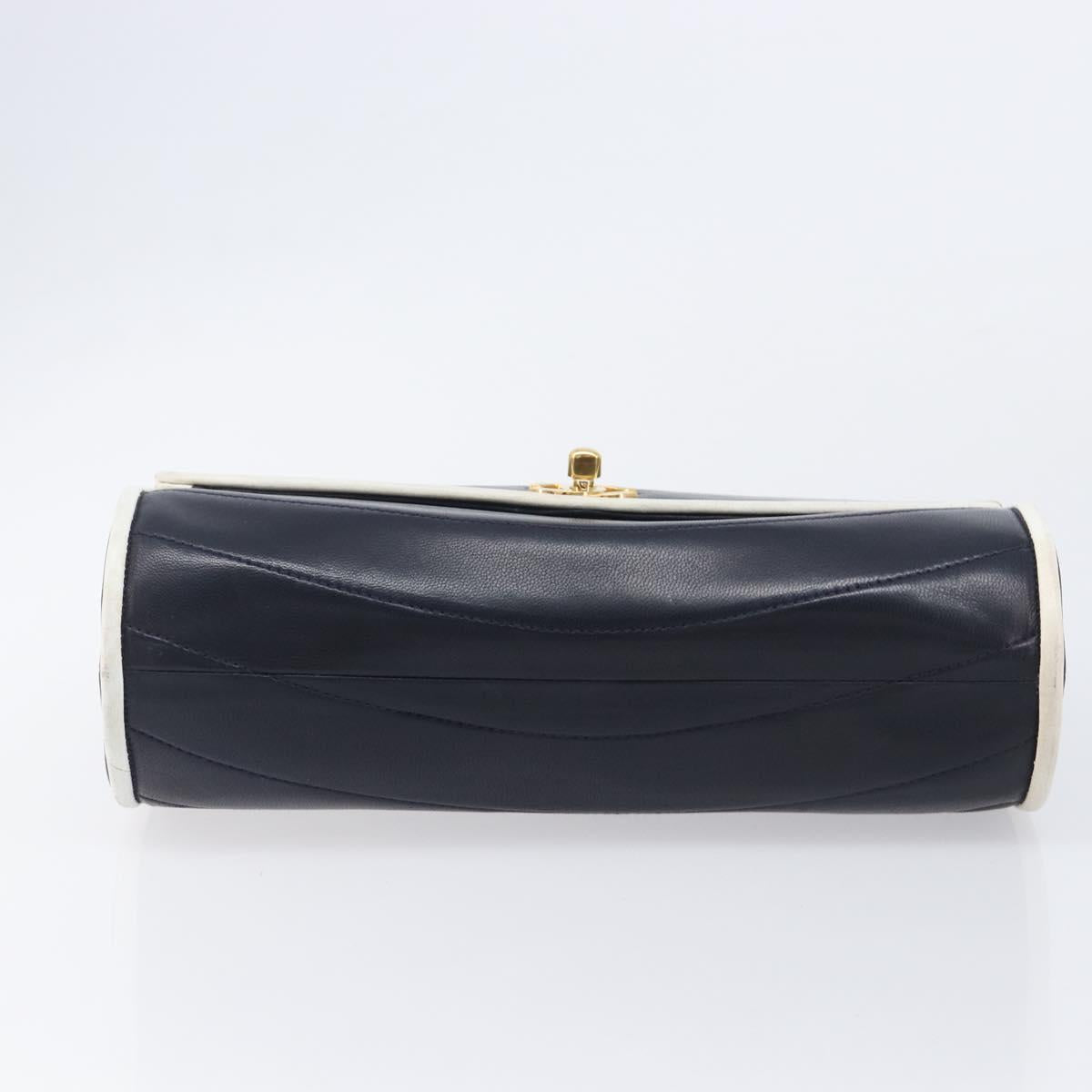CHANEL Chain Shoulder Bag Lamb Skin Navy Gold CC Auth 214023V
