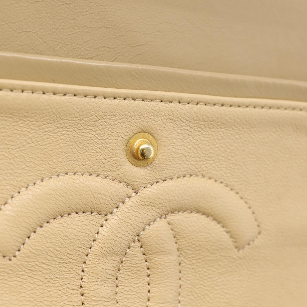 CHANEL Matelasse 25 Chain Shoulder Bag Lamb Skin Beige Gold CC Auth 214025SAM