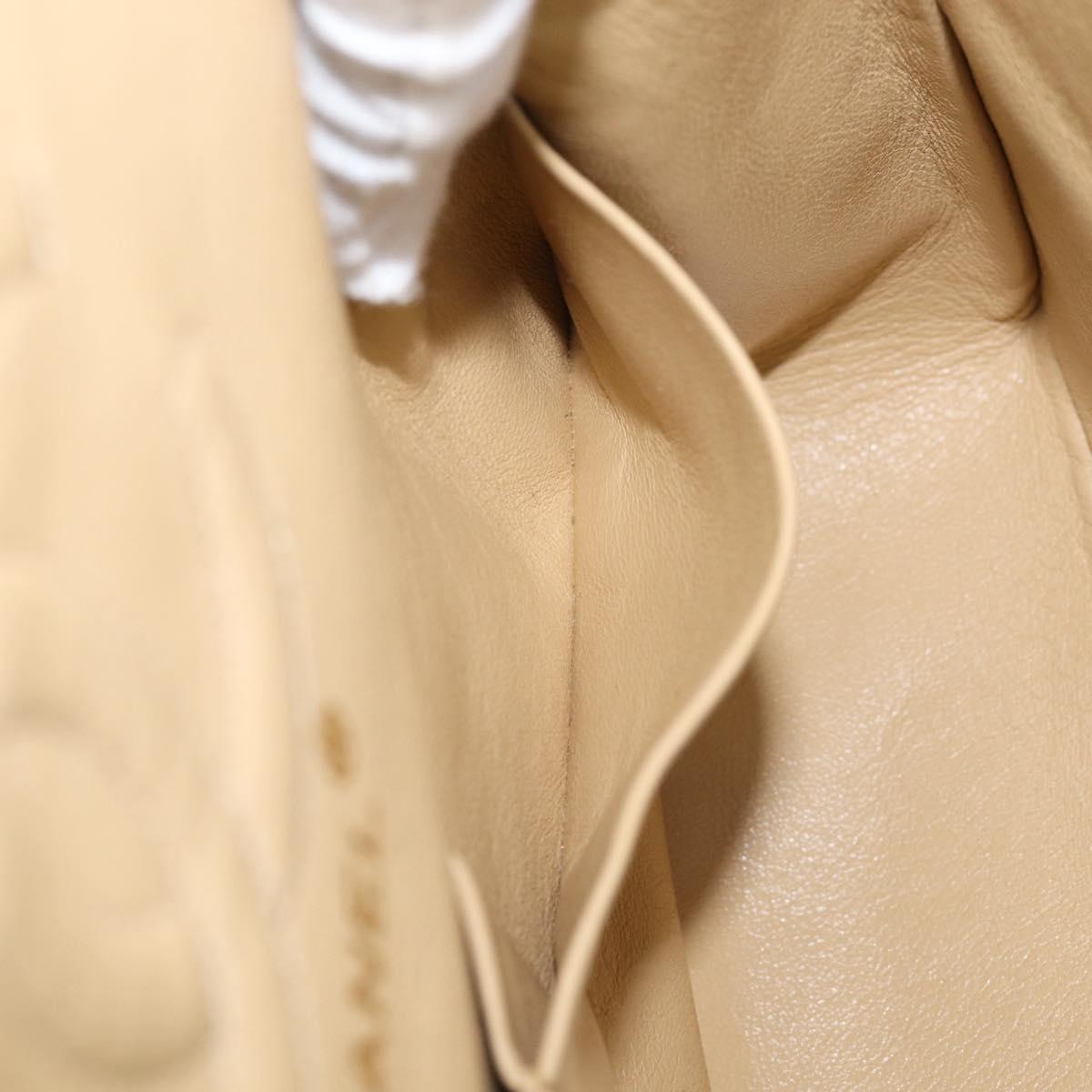 CHANEL Matelasse 25 Chain Shoulder Bag Lamb Skin Beige Gold CC Auth 214025SAM