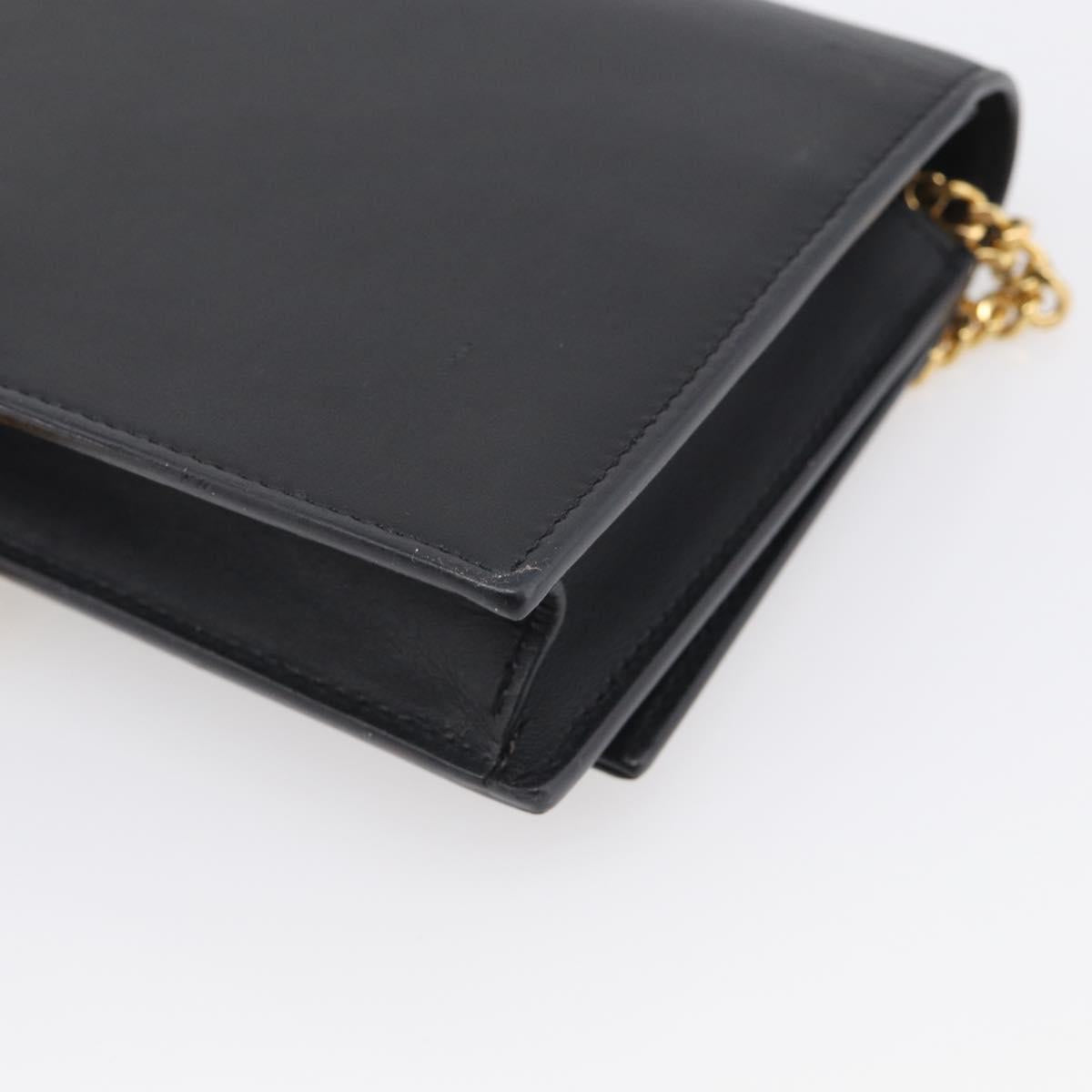 Saint Laurent Kate Chain Wallet Leather Gold Black Auth 214029M