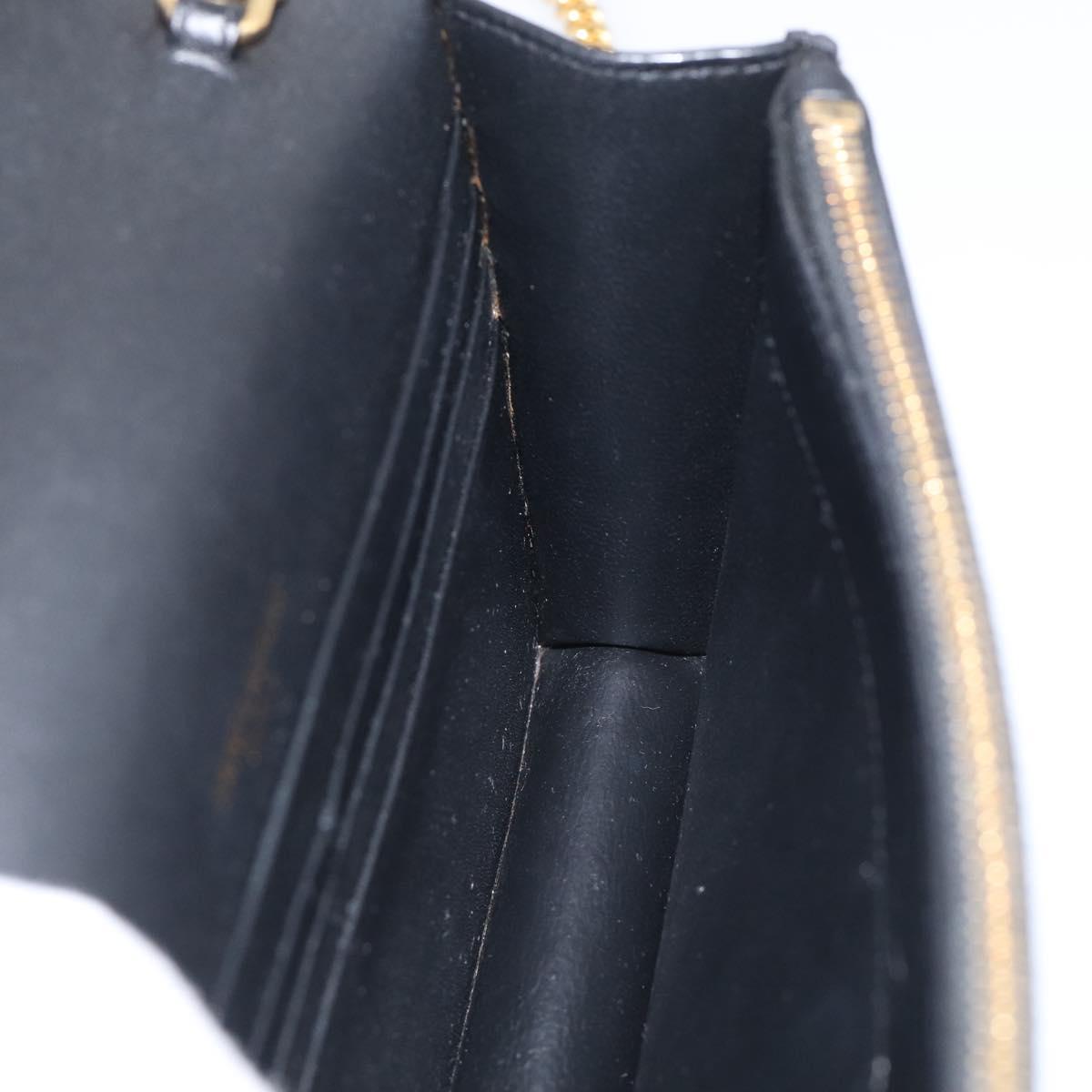 Saint Laurent Kate Chain Wallet Leather Gold Black Auth 214029M
