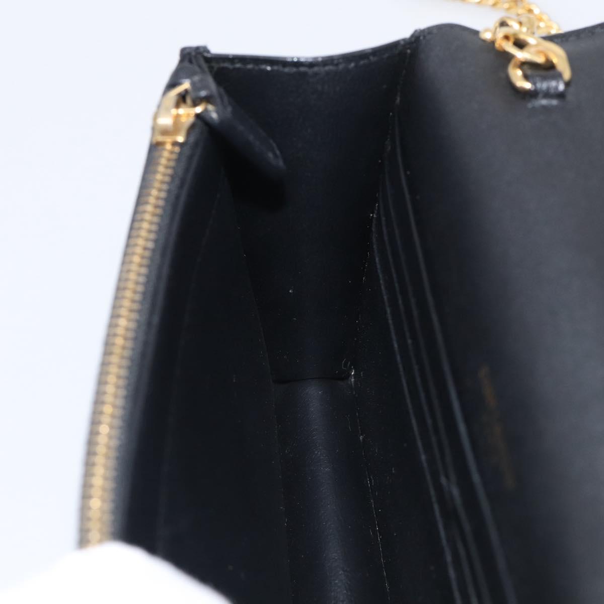 Saint Laurent Kate Chain Wallet Leather Gold Black Auth 214029M