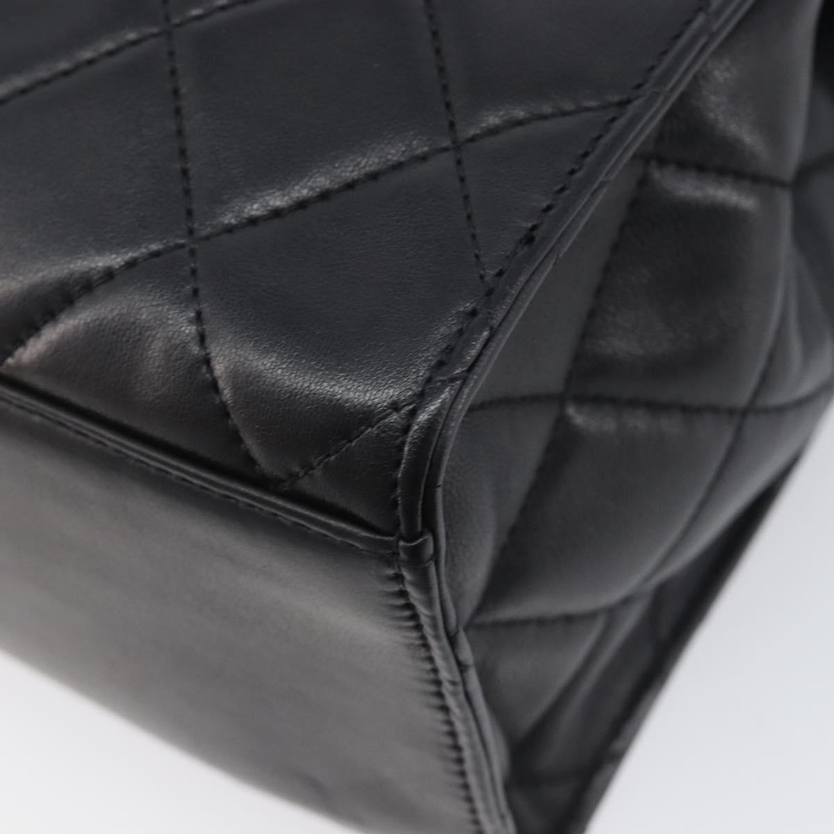 CHANEL Matelasse Tote Bag Lamb Skin Black Silver CC Auth 214030V