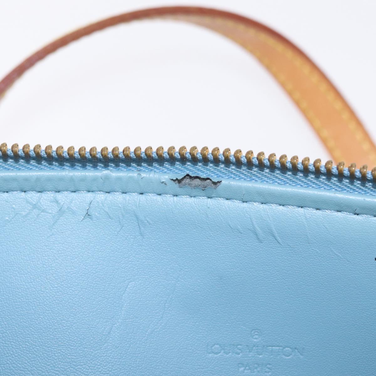 LOUIS VUITTON Monogram Vernis Bedford Hand Bag Baby Blue M91007 LV Auth 214032