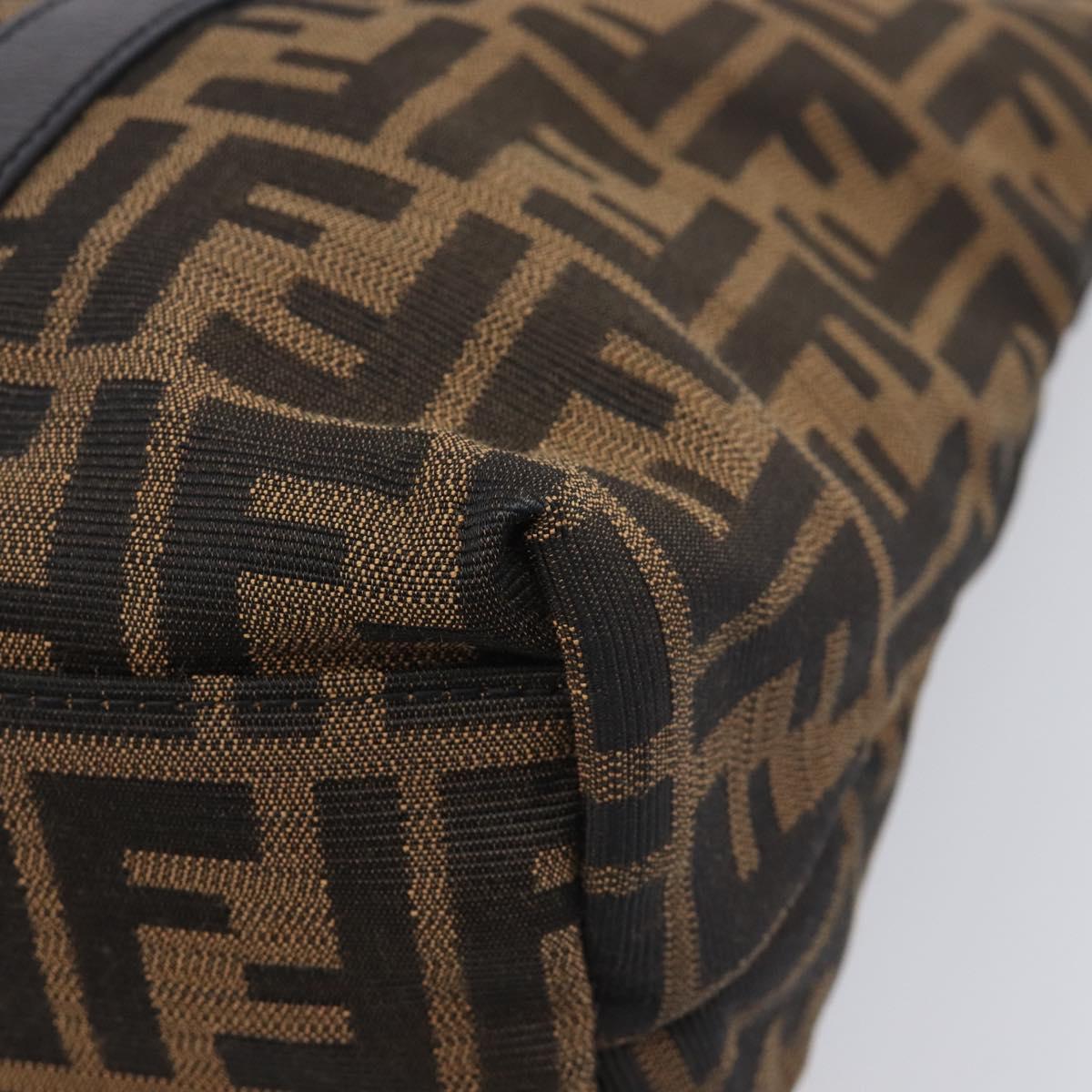 FENDI Zucca Canvas Tote Bag Brown Black Auth 214039V
