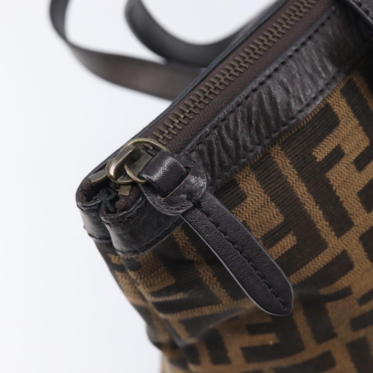 FENDI Zucca Canvas Tote Bag Brown Black Auth 214039V