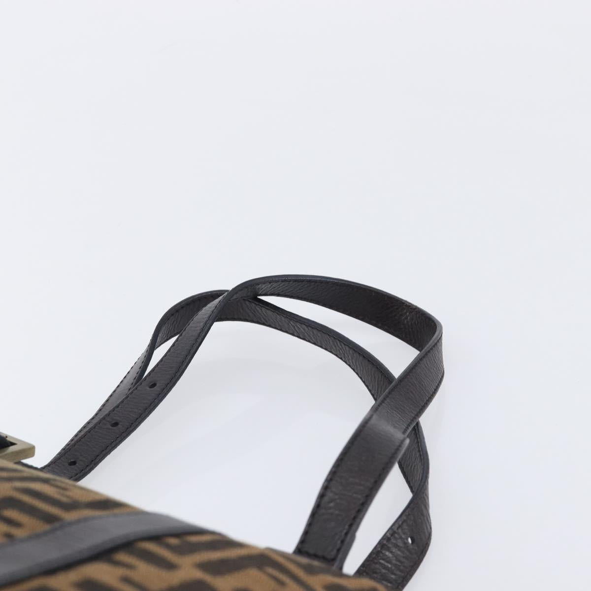 FENDI Zucca Canvas Tote Bag Brown Black Auth 214039V