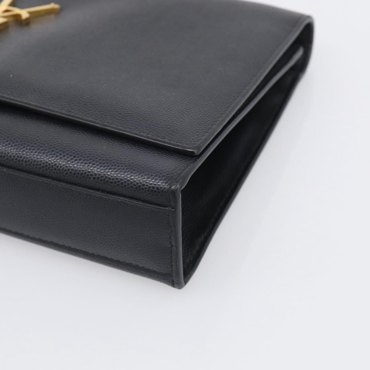 Saint Laurent Kate Chain Shoulder Bag Leather Black Gold Auth 214040M