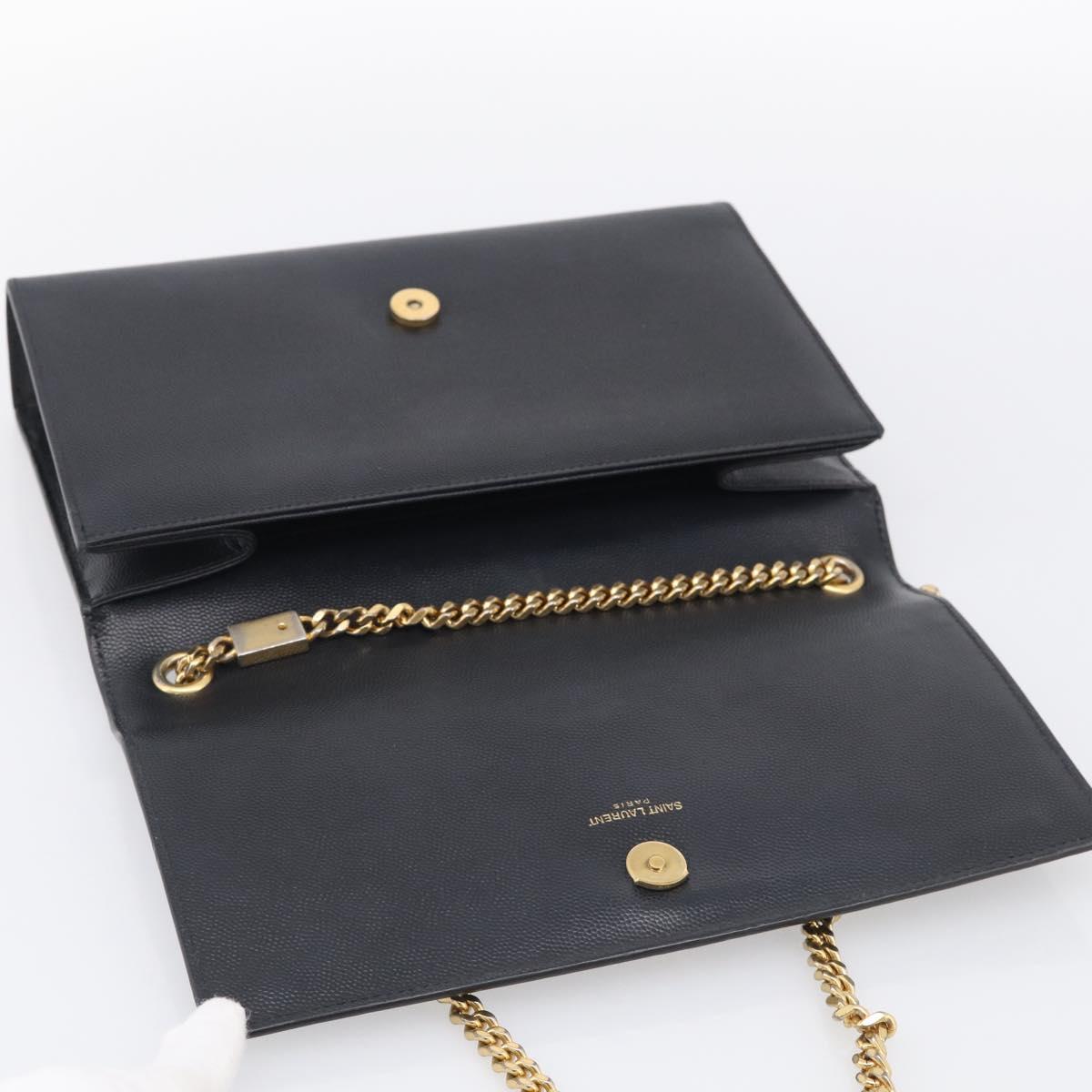 Saint Laurent Kate Chain Shoulder Bag Leather Black Gold Auth 214040M