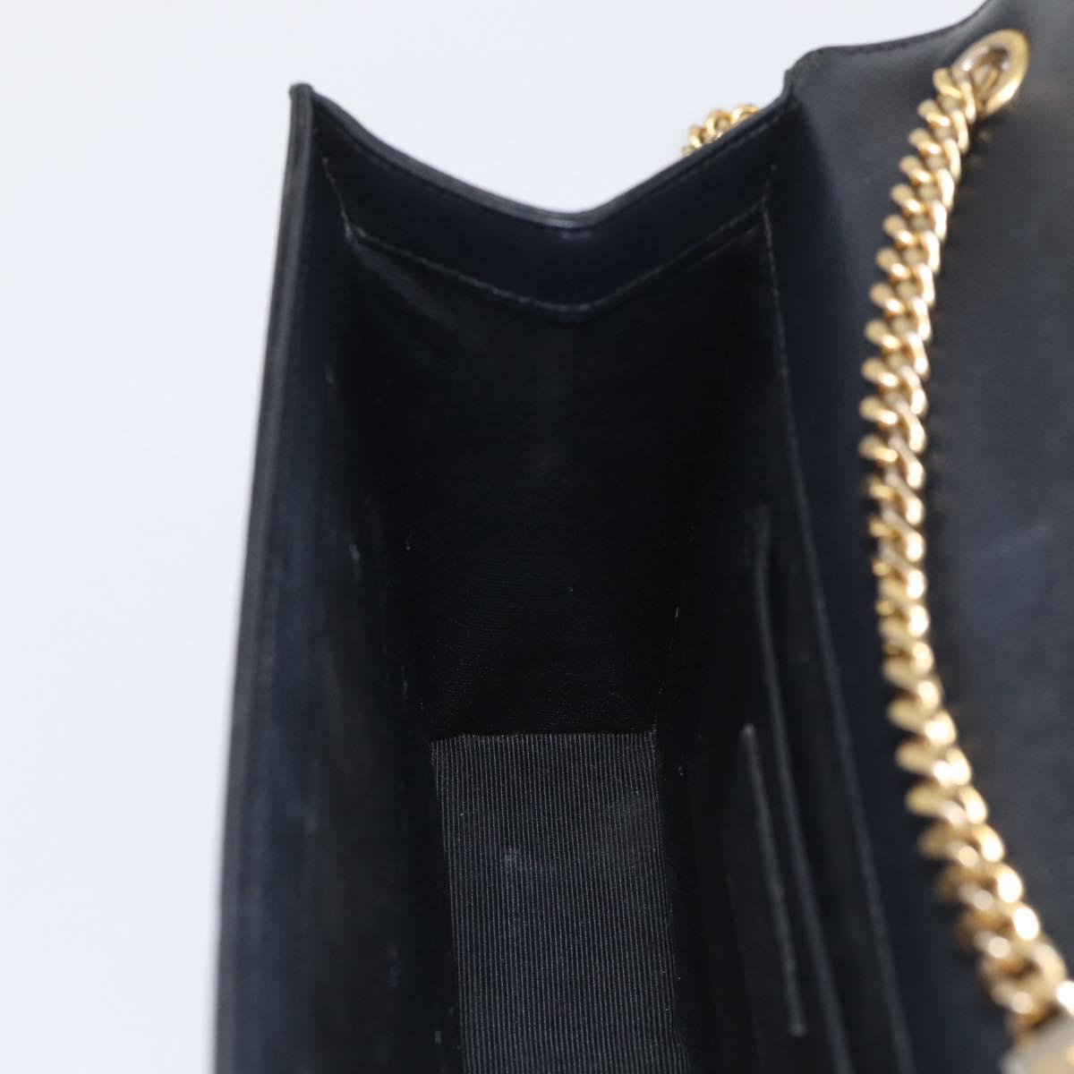 Saint Laurent Kate Chain Shoulder Bag Leather Black Gold Auth 214040M